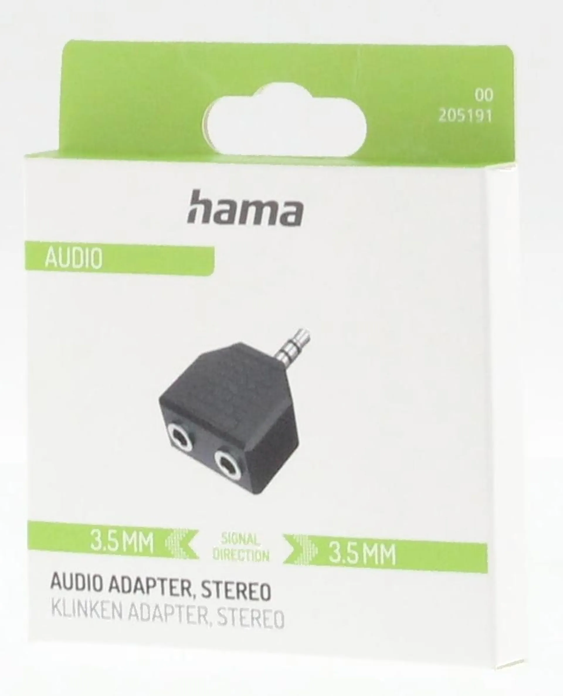 Hama Audiosovite, 1 x 3,5mm uros - 2 x 3,5mm naaras - 3