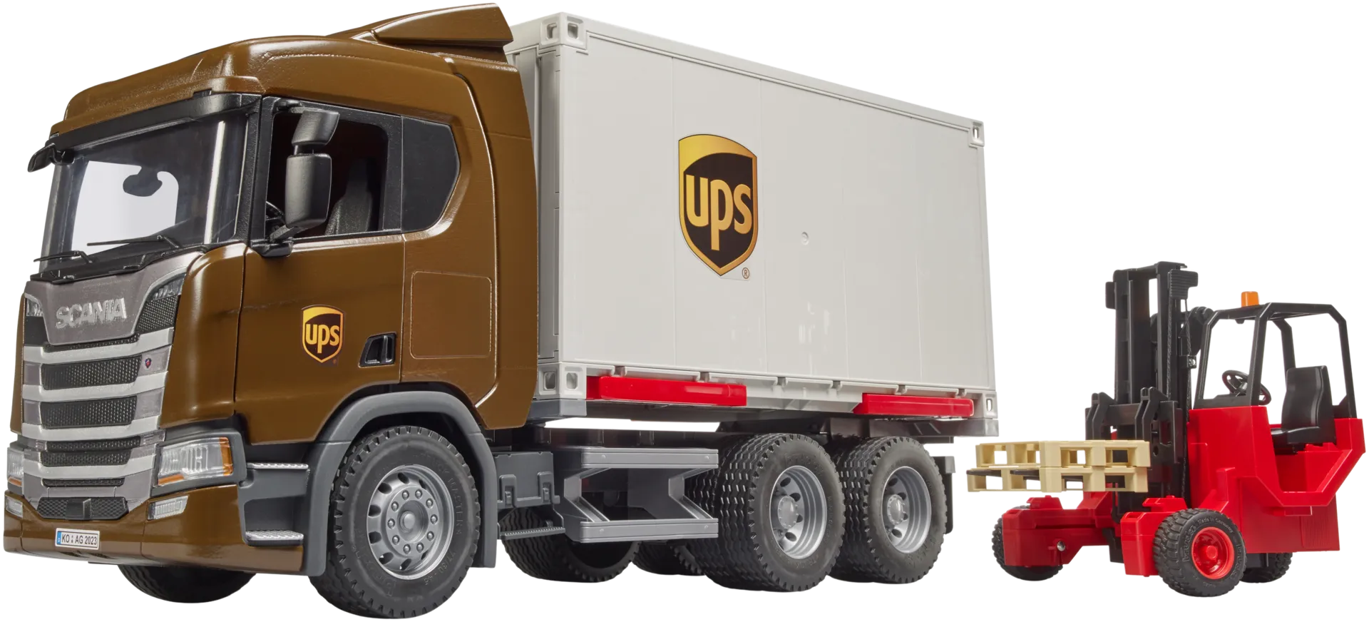 Bruder Scania Super 560R UPS Logistics truck w forklift - 4