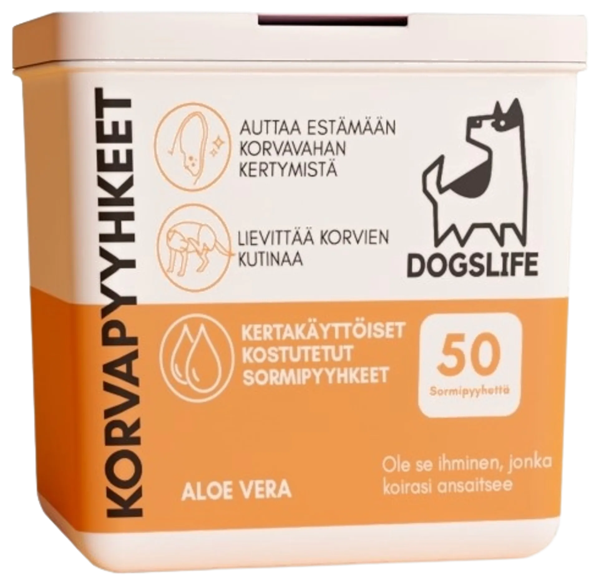 Dogslife hoitavat korvanpuhdistuslaput 50 kpl - 1