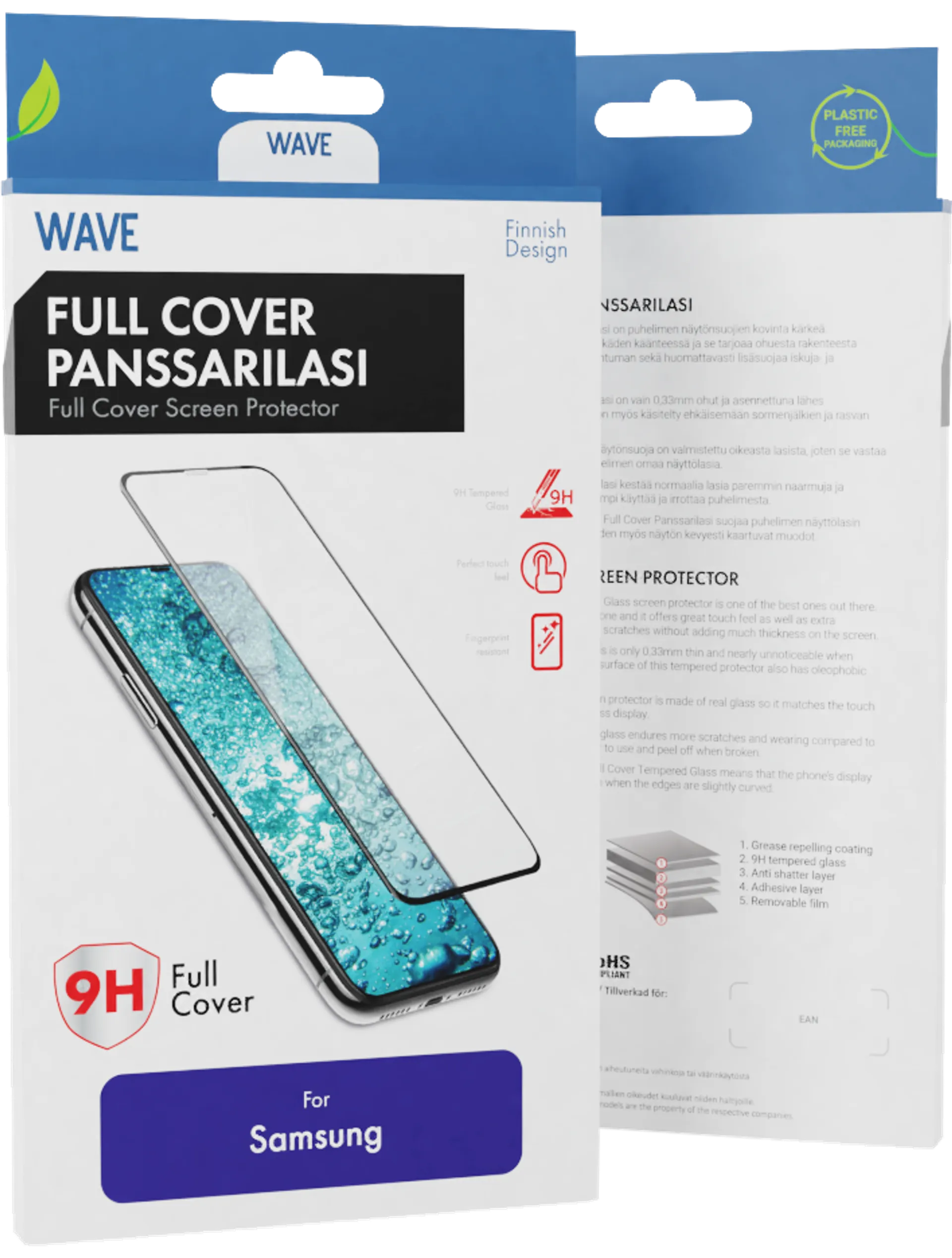 Wave Full Cover Panssarilasi, Samsung Galaxy A54 5G / Samsung Galaxy S23 FE 5G , Musta Kehys