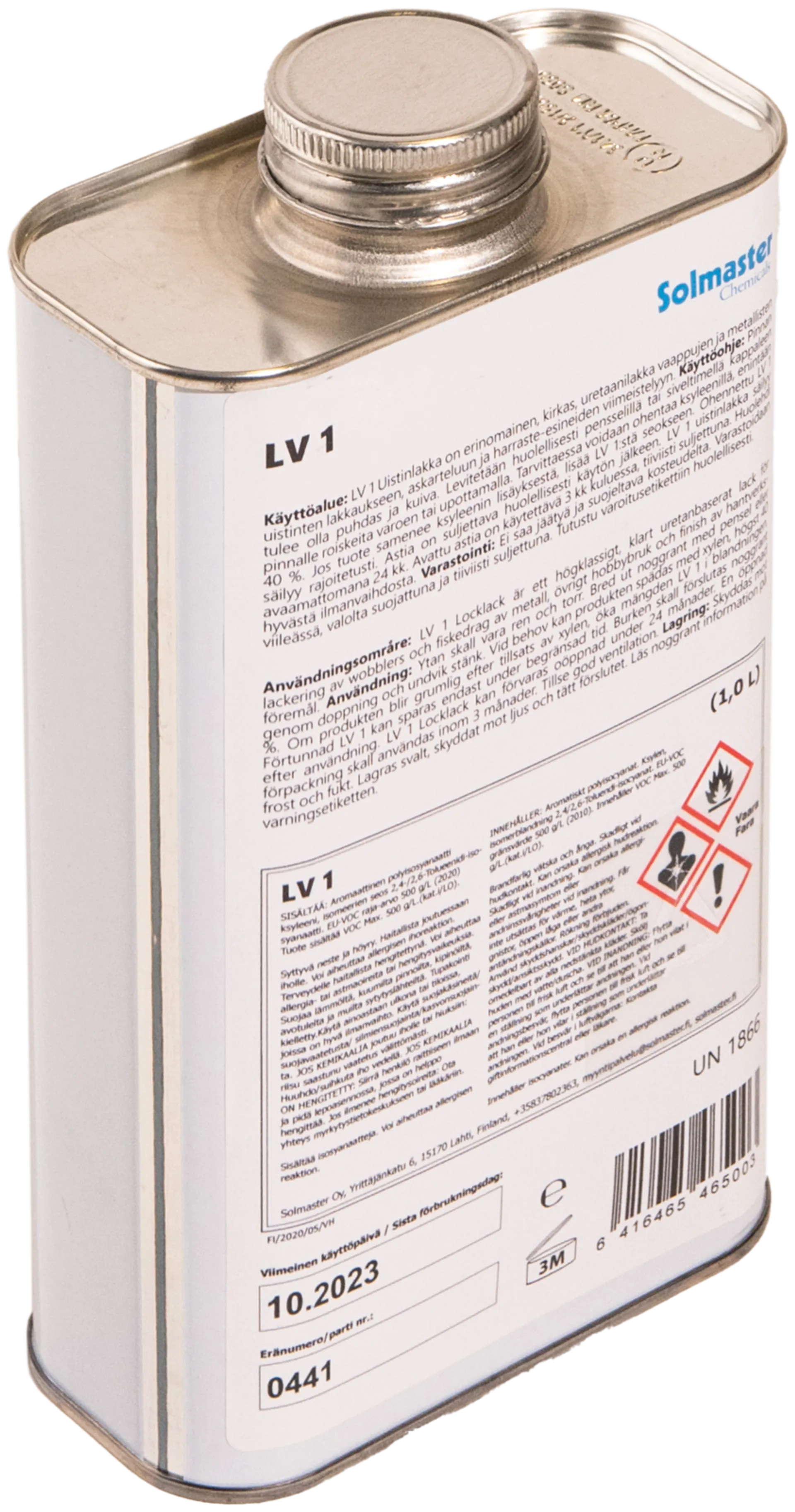 Uistinlakka LV1, 1L kirkas uretaanilakka vaappujen ja metallisten uistinten lakkaukseen. - 2