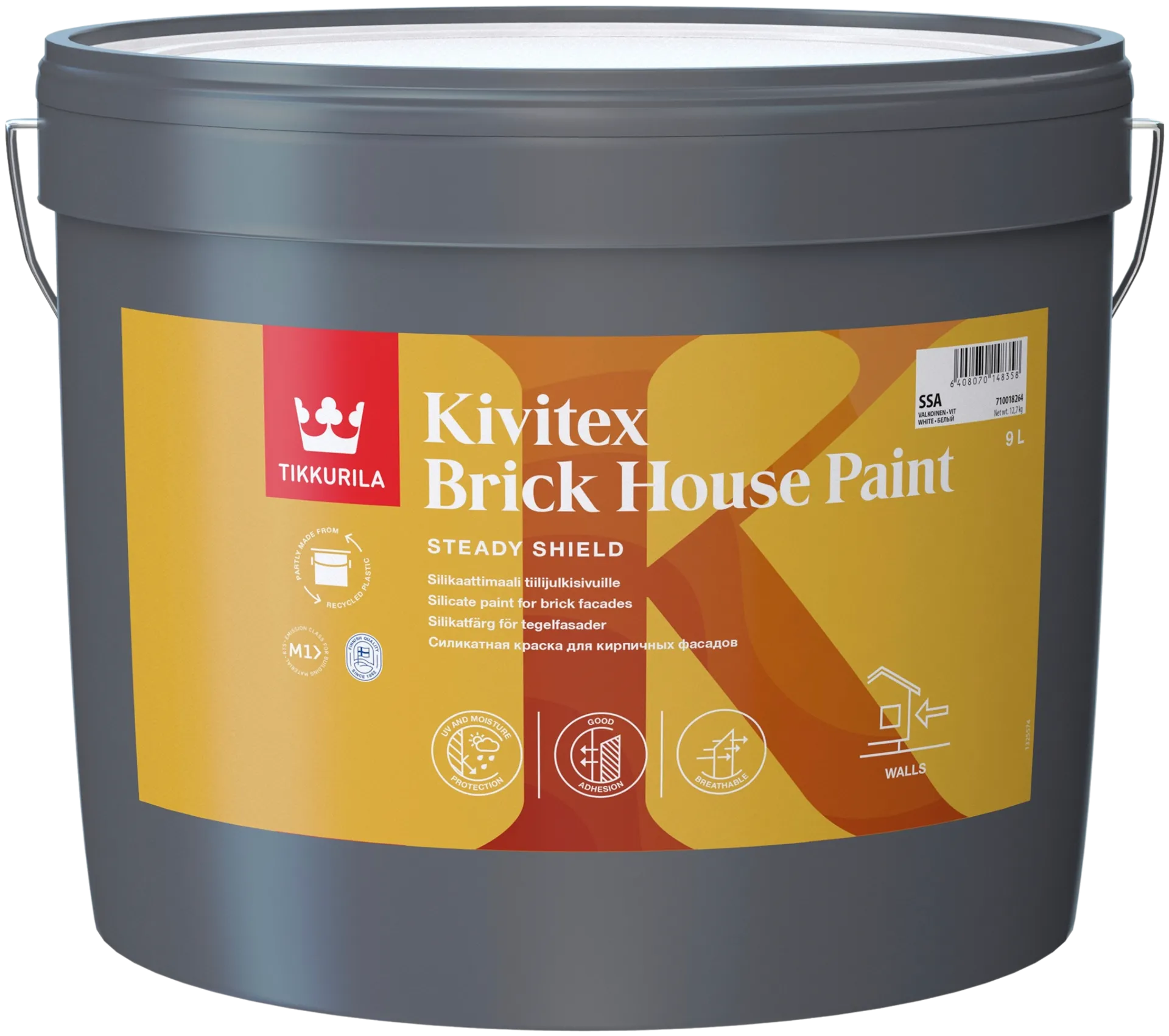 Tikkurila silikaattimaali Kivitex Brick House 9 l SSA valkoinen sävytettävissä täyshimmeä