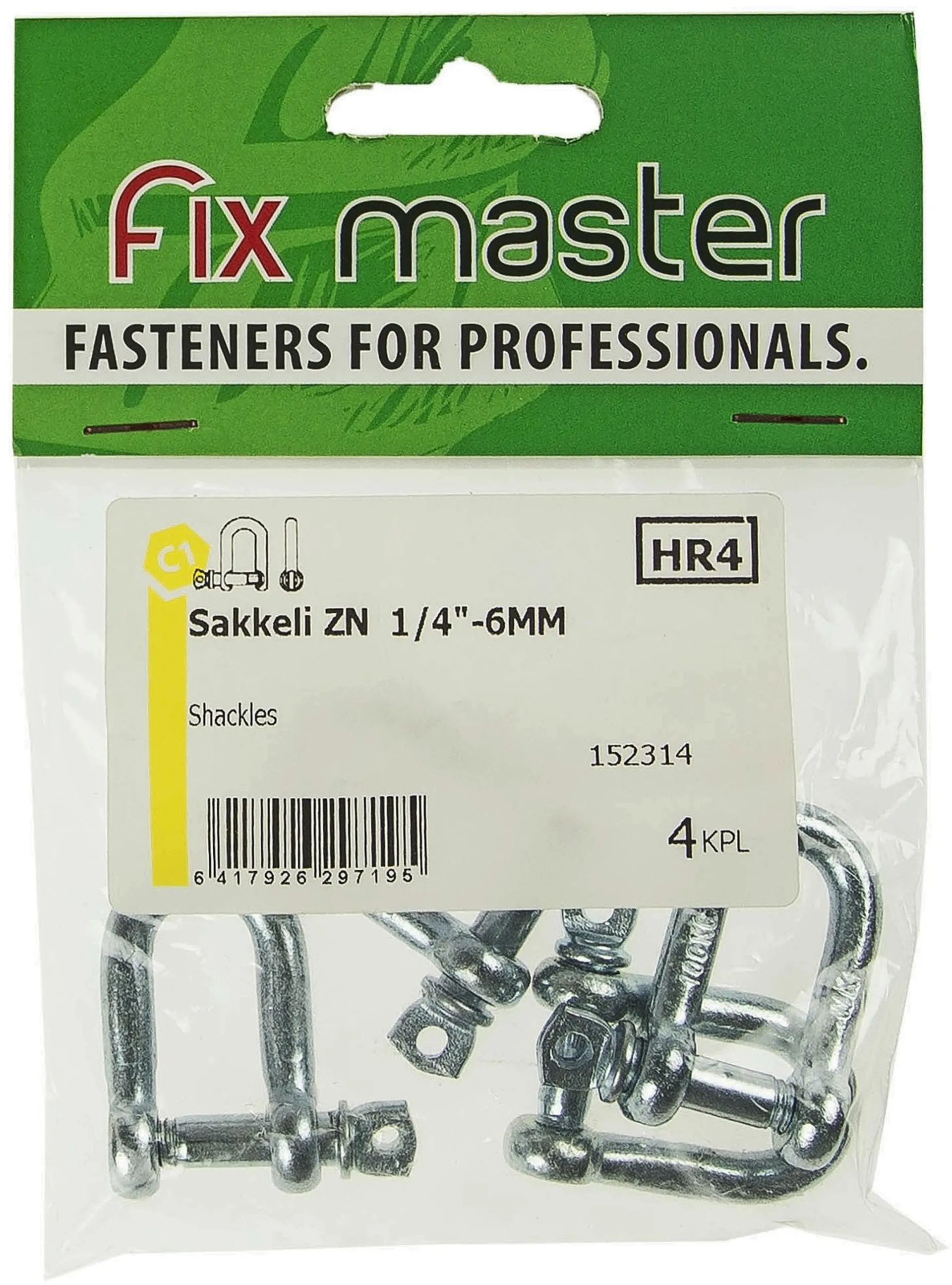Fix Master sakkeli 1/4" - 6mm sinkitty 4kpl