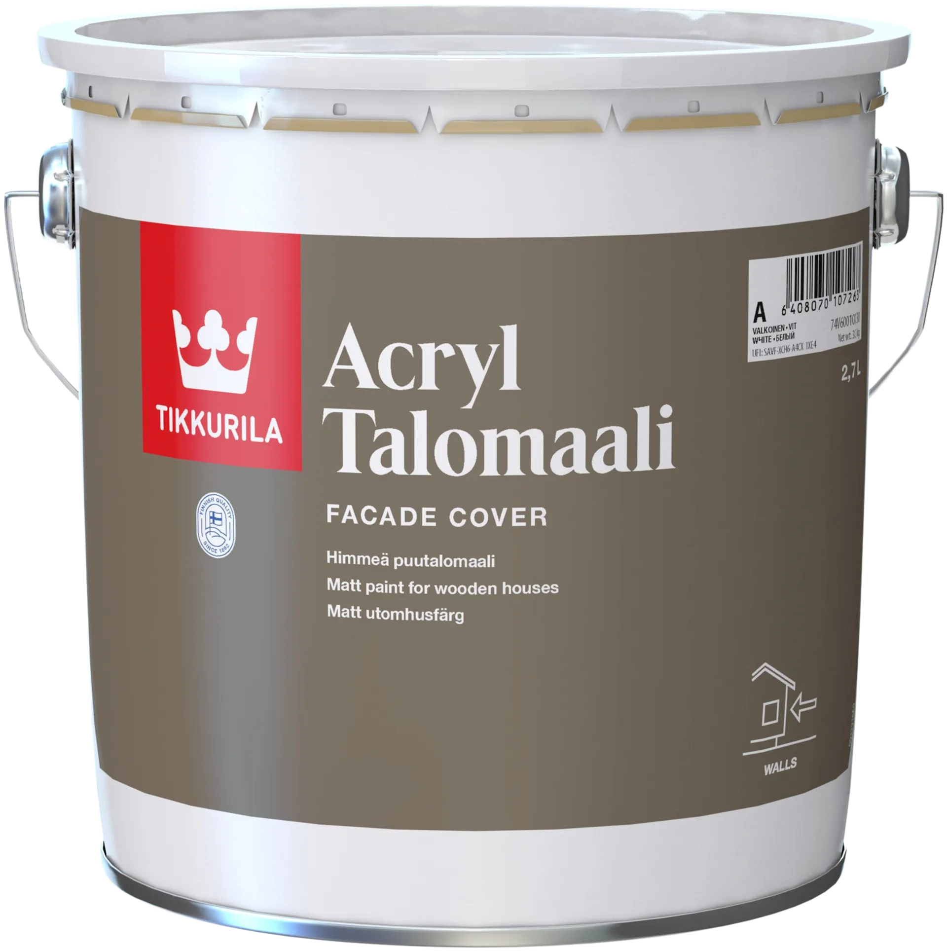 Tikkurila Acryl Talomaali 2,7l C vain sävytykseen himmeä