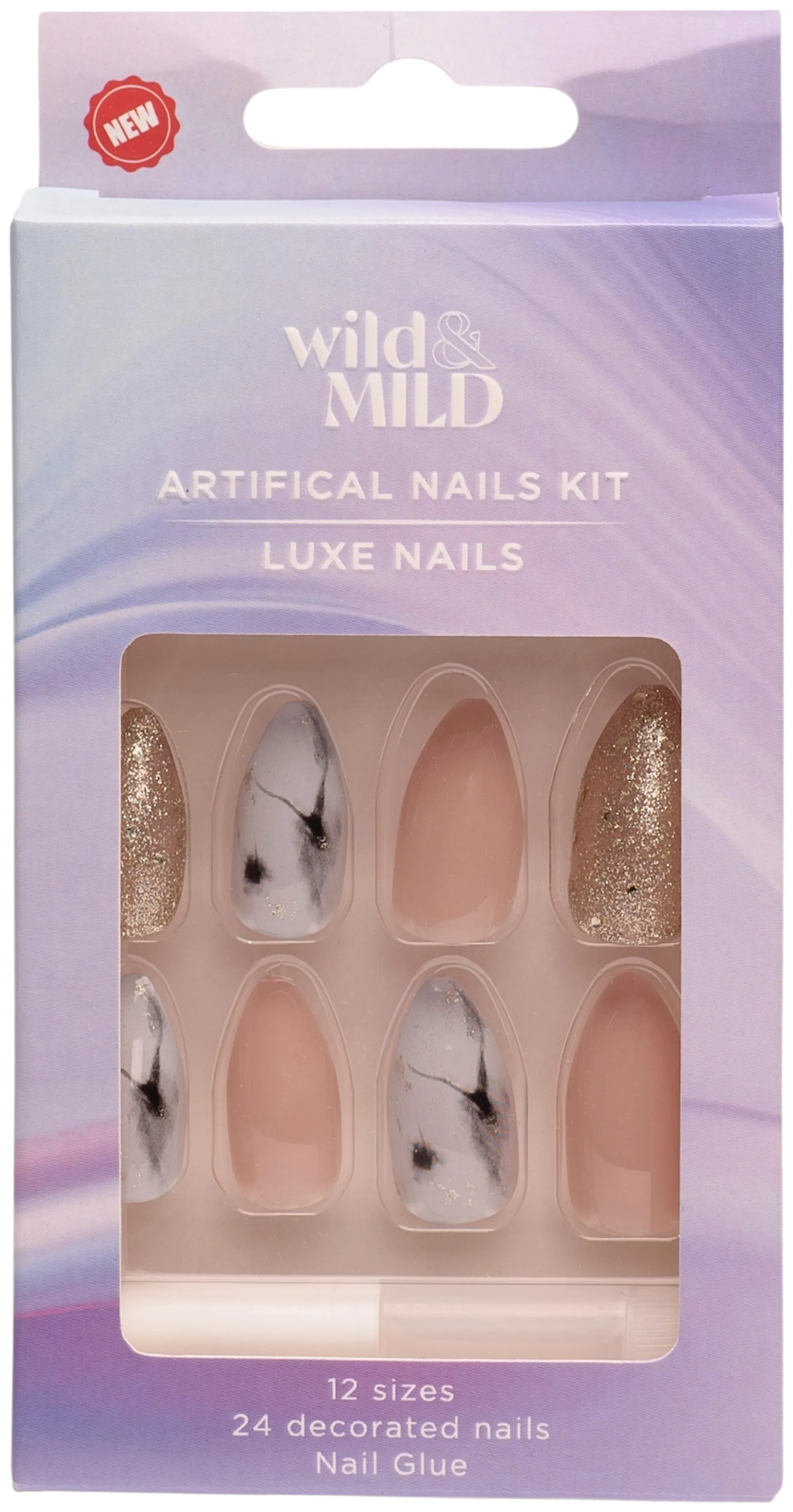 WM080 Sparkle & Shine Artificial Nails Set Wild&Mild N24