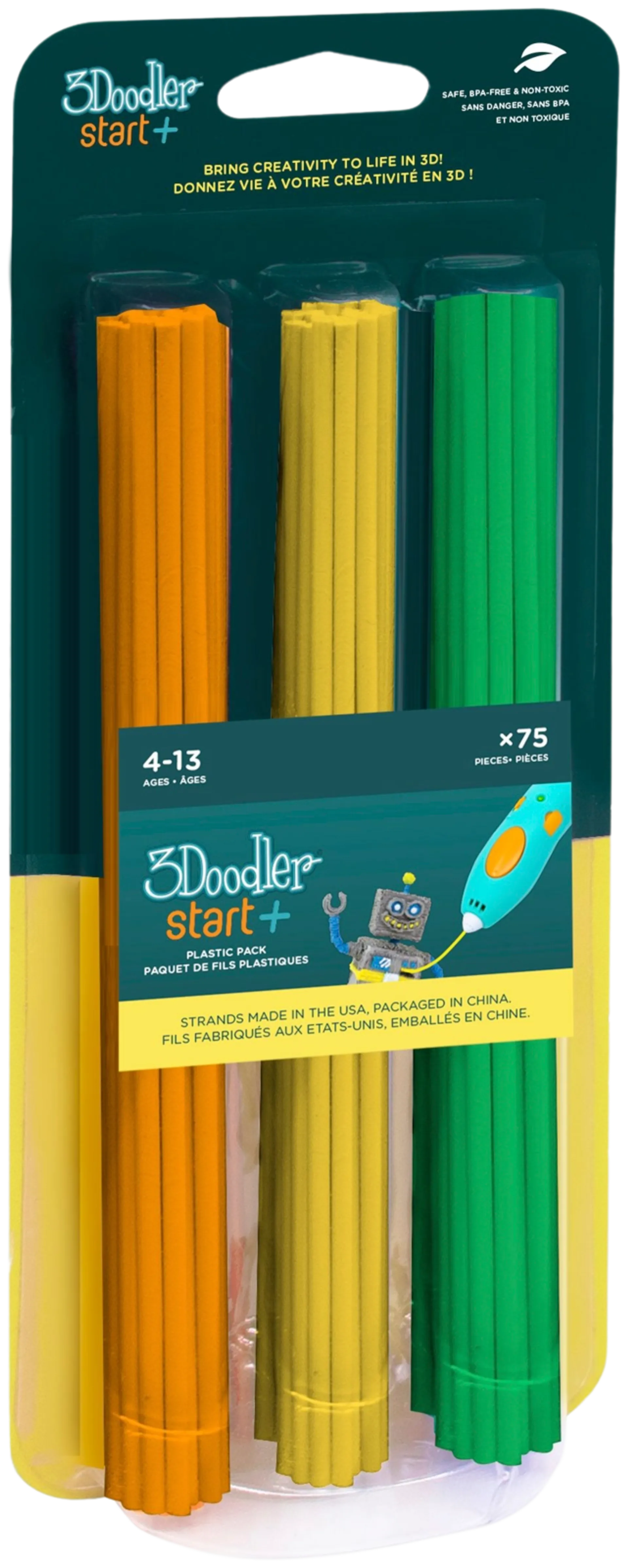 3D filamentti ECO 3Doodler 75kpl oranssi/keltainen/vihreä