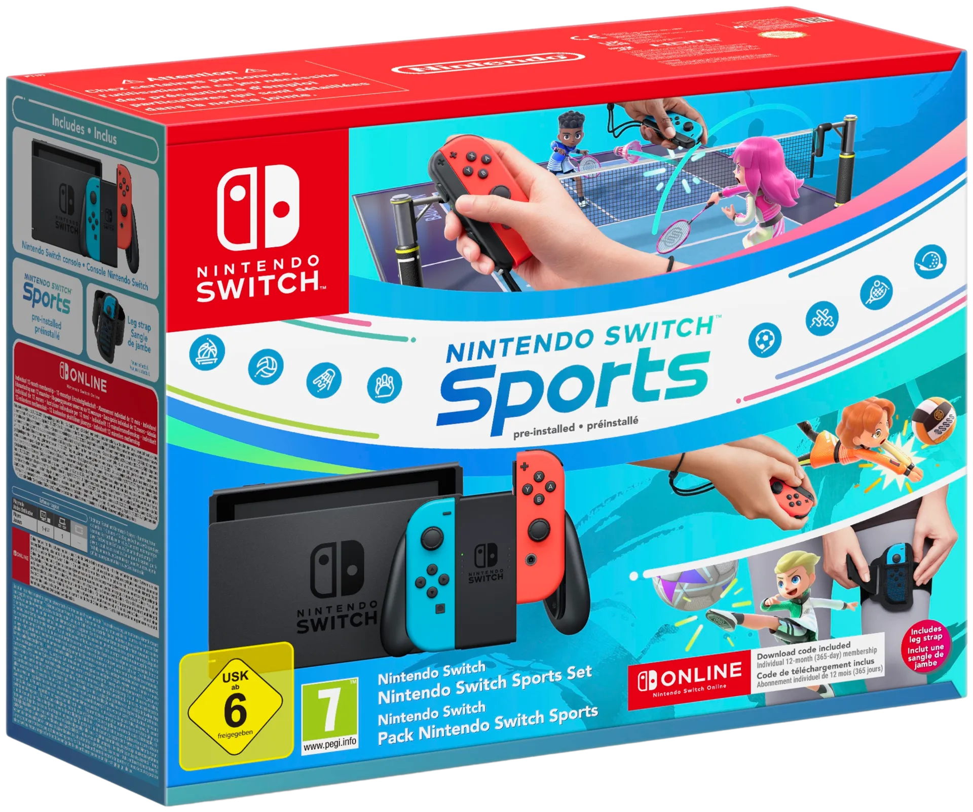 Nintendo Switch Sports -konsolipaketti + 12kk Nintendo Switch Online -jäsenyys - 1