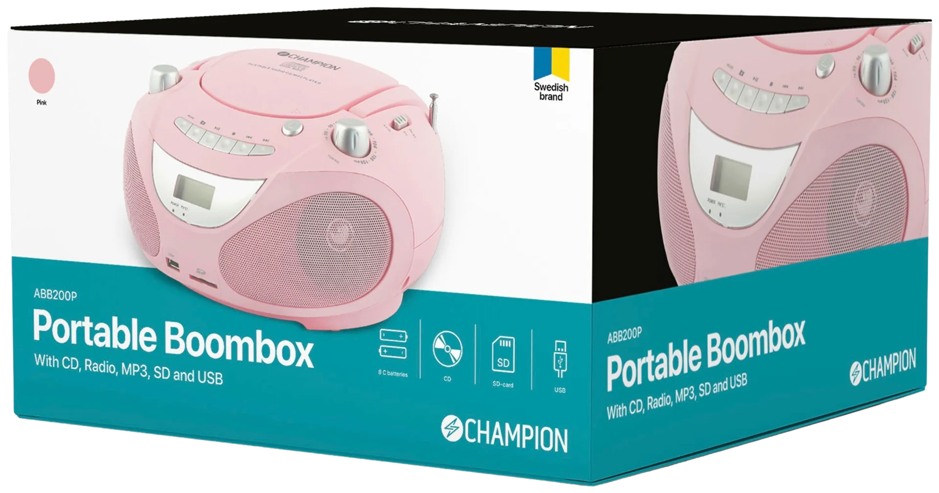 Champion CD-radio ABB200P pinkki - 2