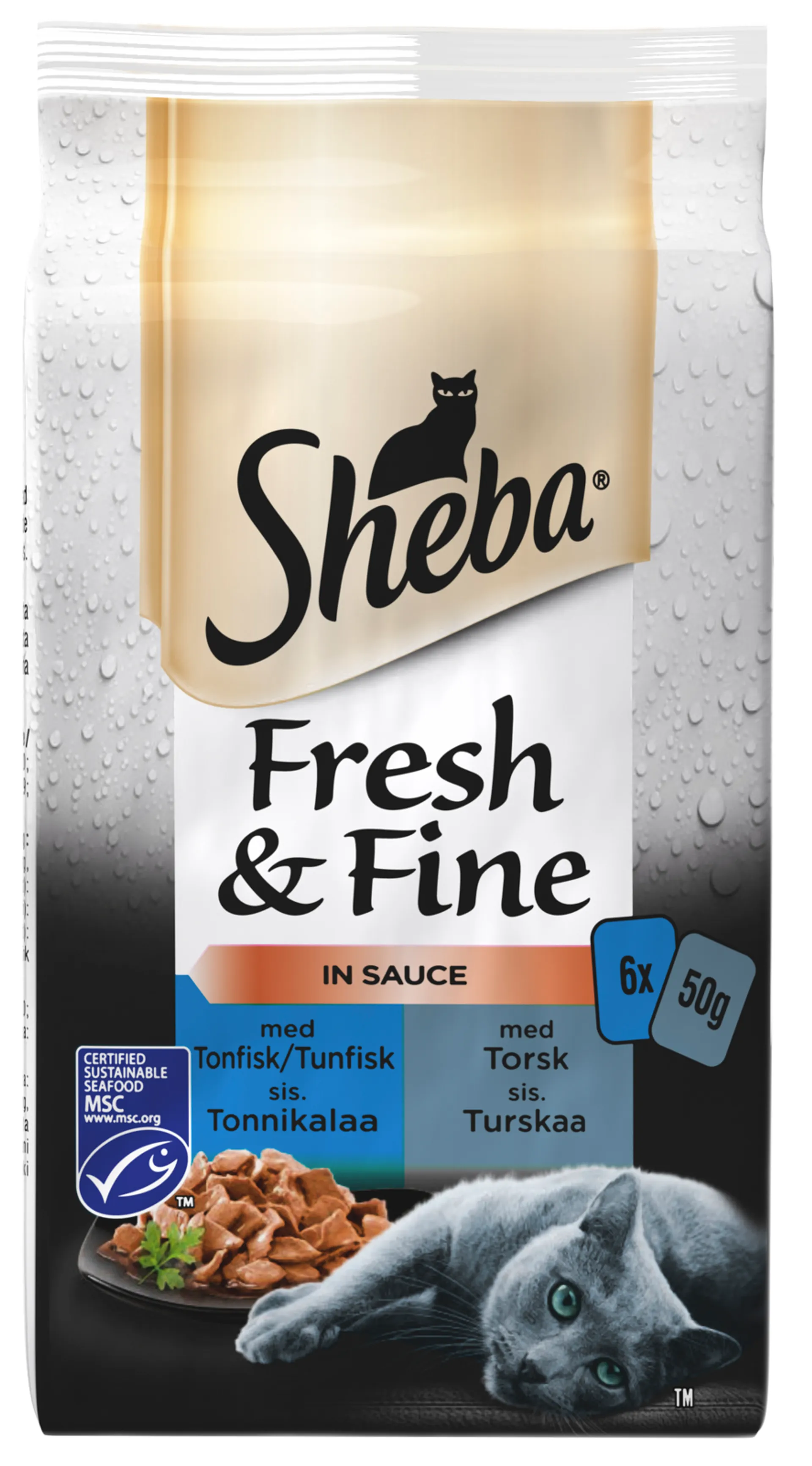 Sheba 6x50g Fresh&Fine Kalalajitelma kastikkeessa MSC