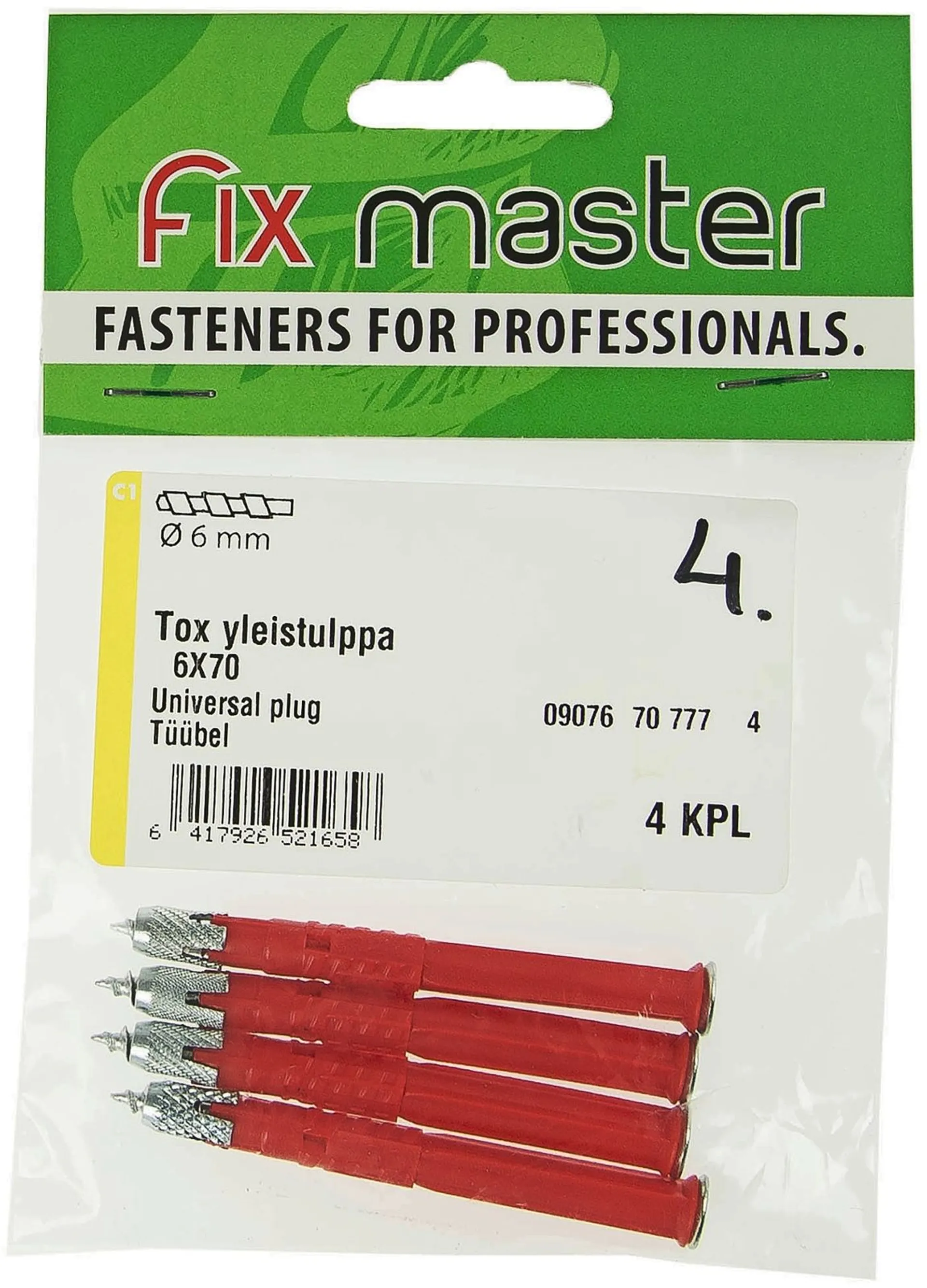 Fix Master Tox yleistulppa 6X70 4kpl