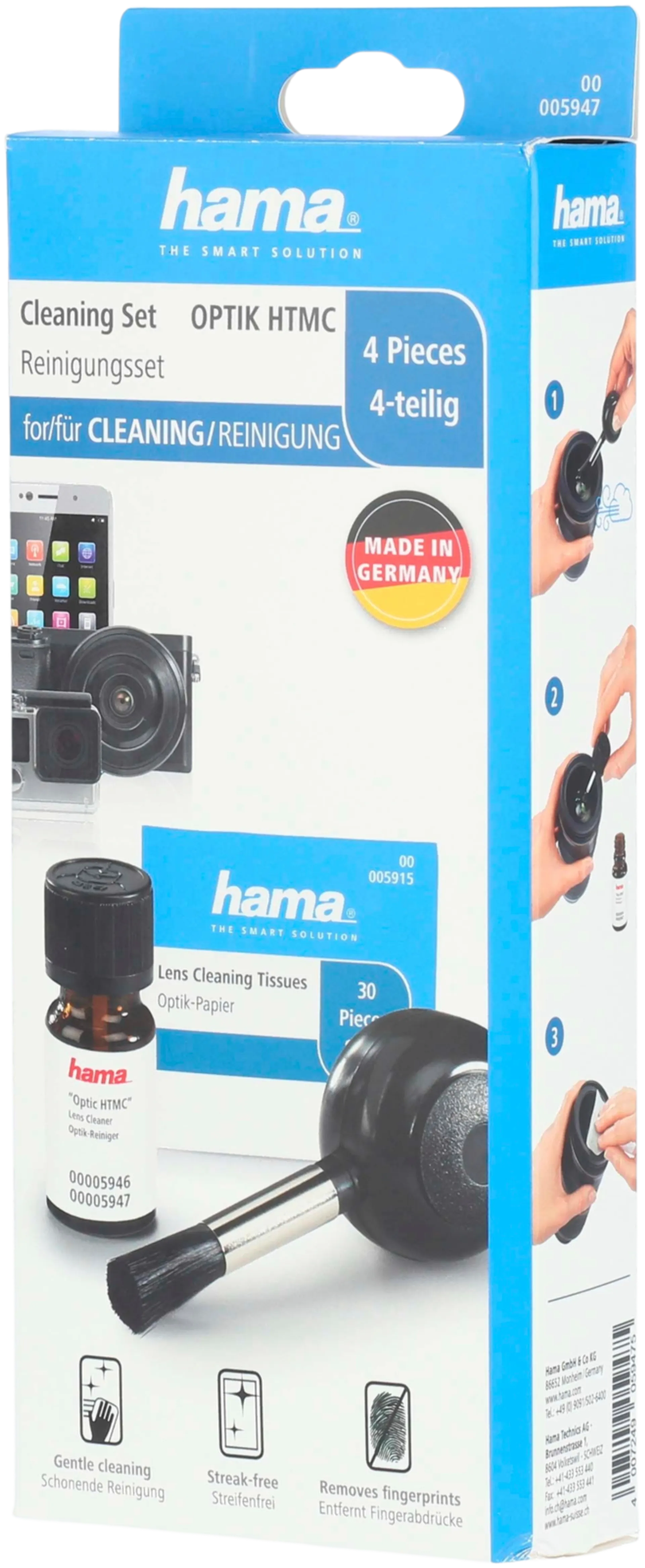 Hama Kameran puhdistussarja Optic HTMC, 4-osainen - 6