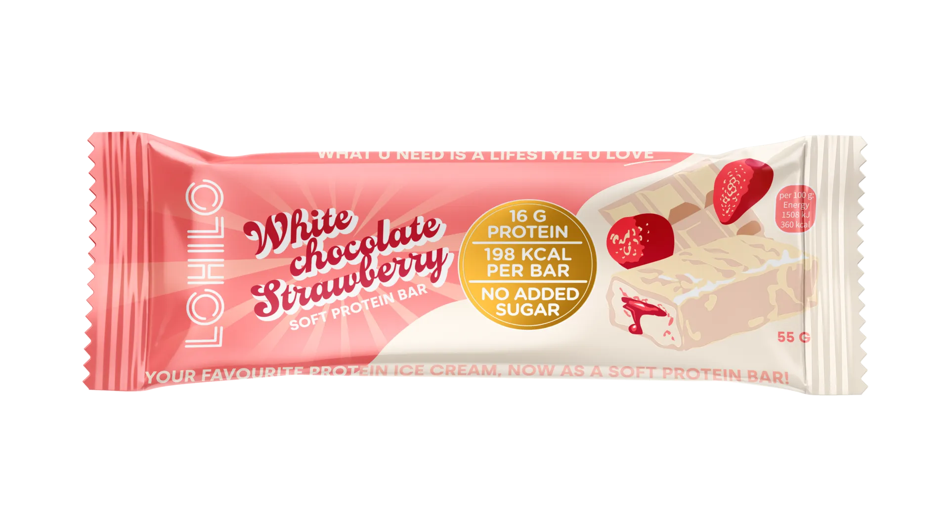 LOHILO proteiinipatukka White Chocolate Strawberry 55g