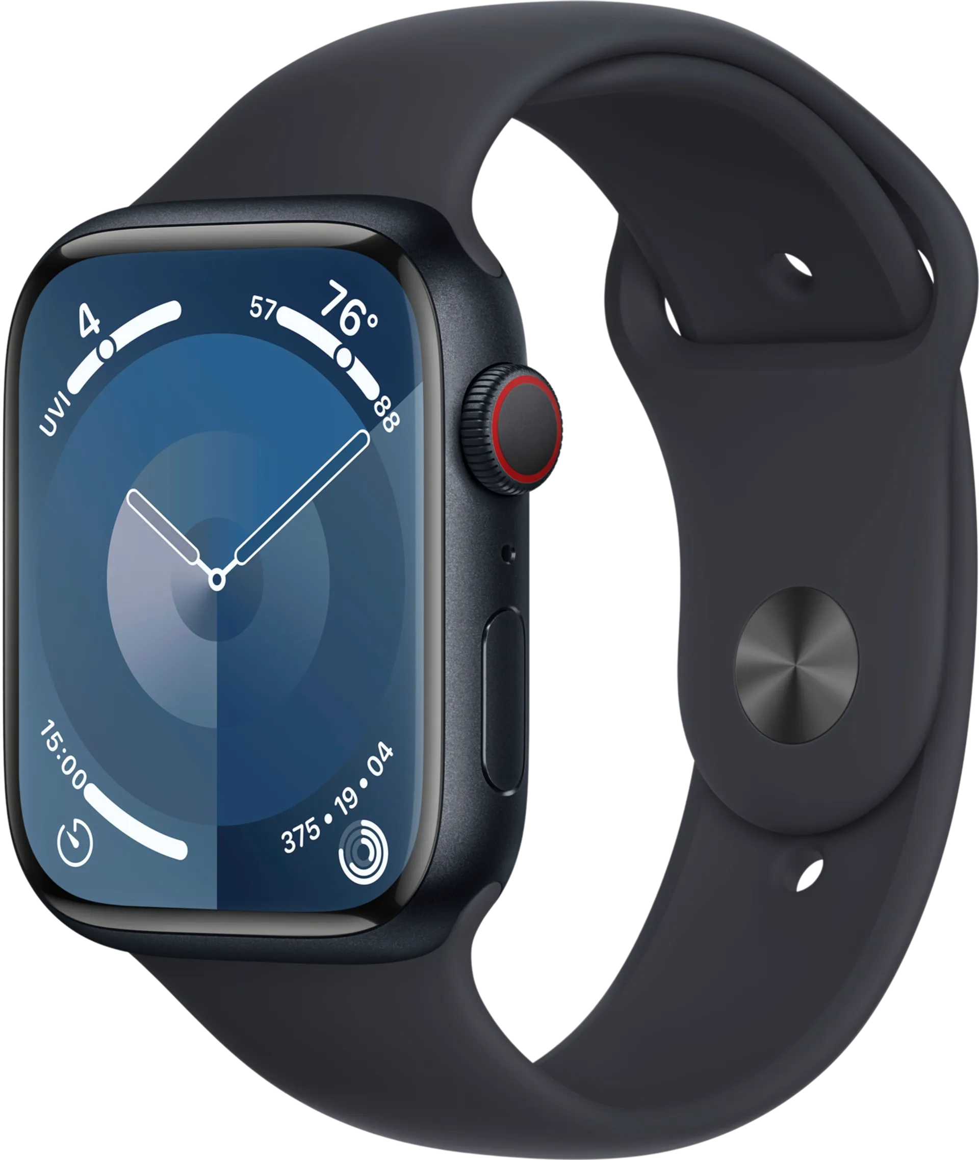 Apple watch Series 9 GPS 45mm keskiyönsininen alumiinikotelo keskiyönsininen urheiluranneke - M/L MR9A3KS/A