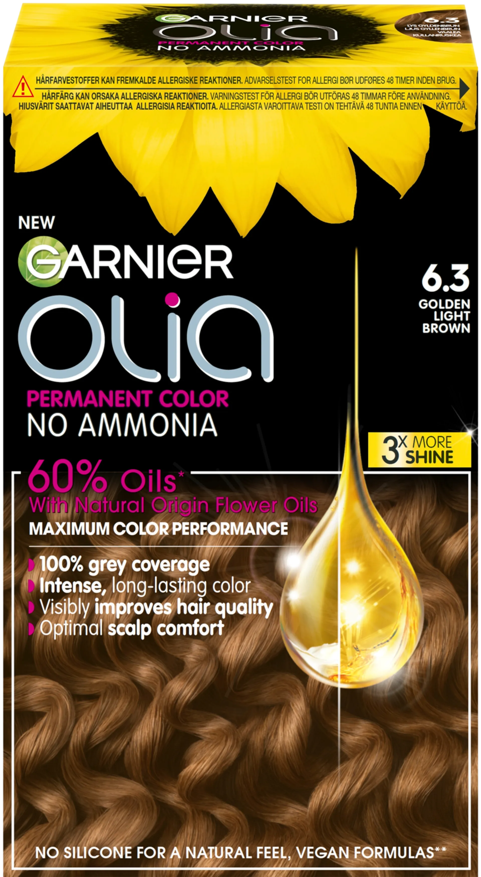 Garnier Olia 6.3 Golden Light Brown kestoväri 174ml - 1