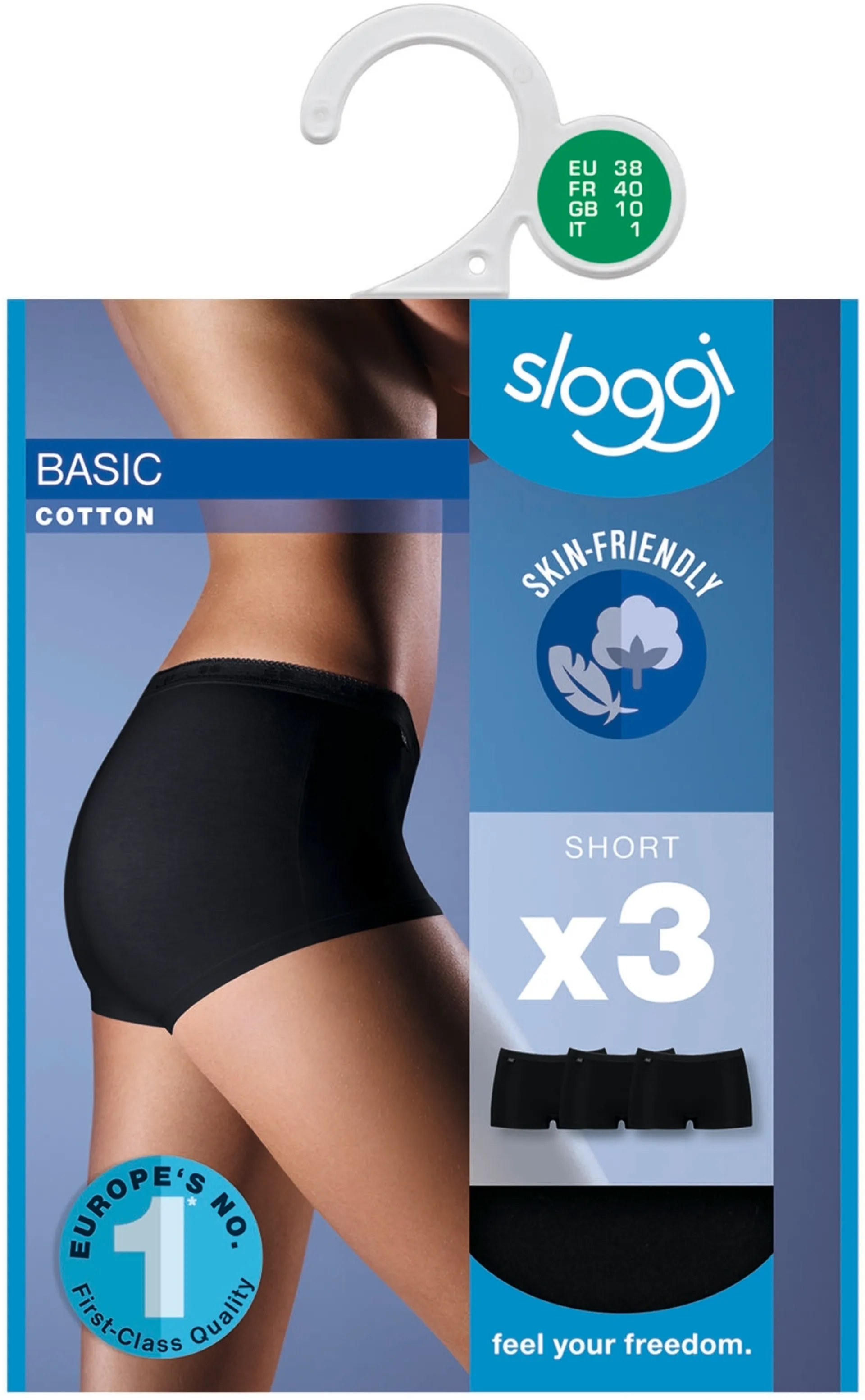Sloggi Short Basic naisten alushousut 3-pack - BLACK - 2