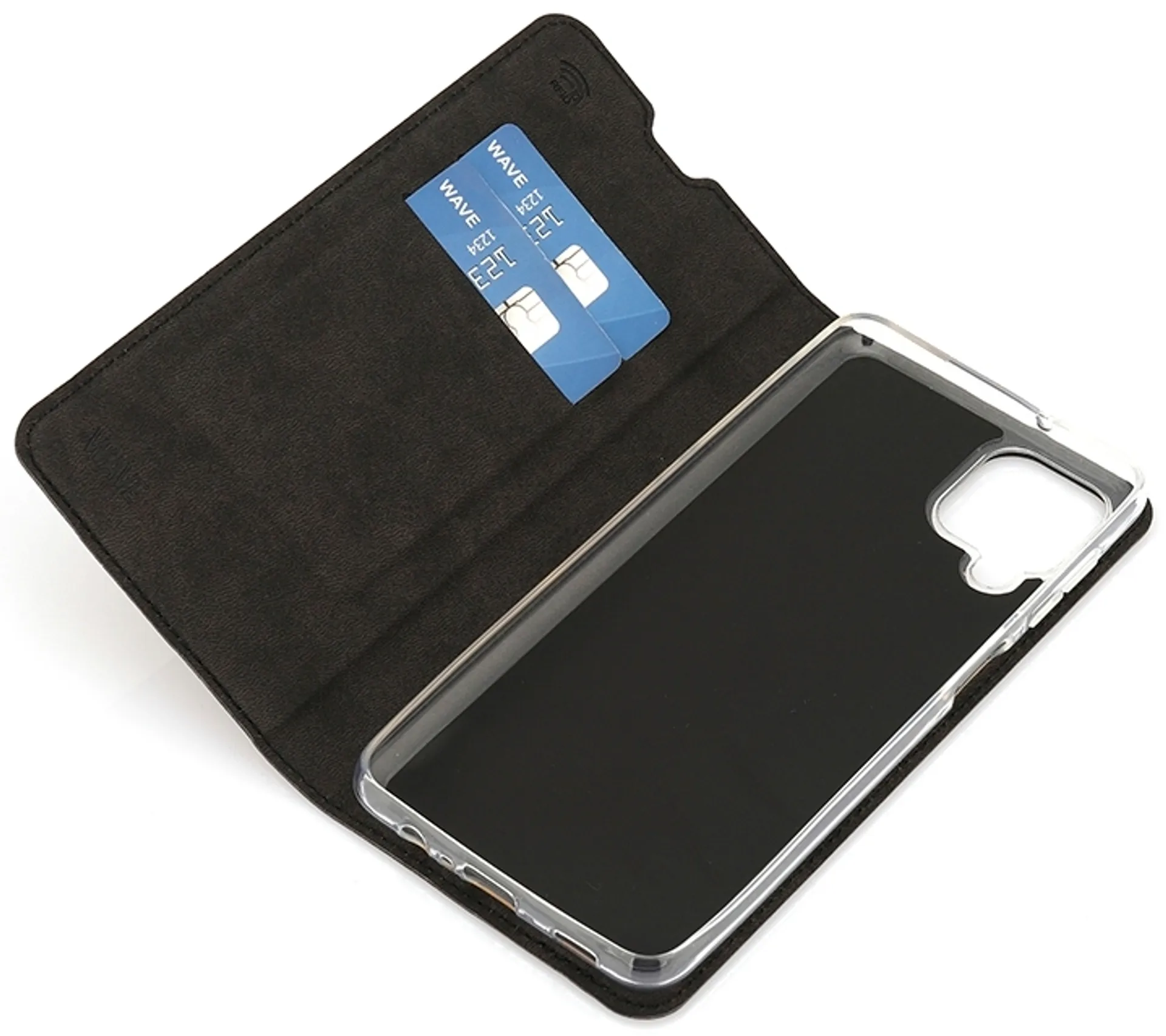 Wave Book Case, Samsung Galaxy A12, Musta - 4