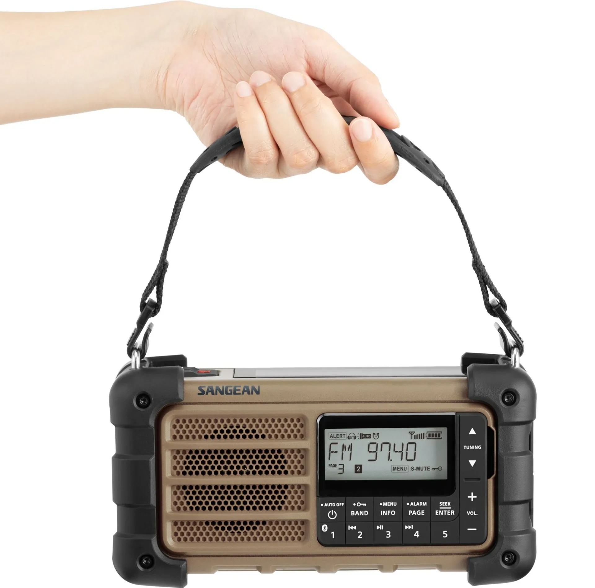 Sangean MMR-99 ladattava AM/FM-radio bluetooth yhteydellä, desert tan - 7