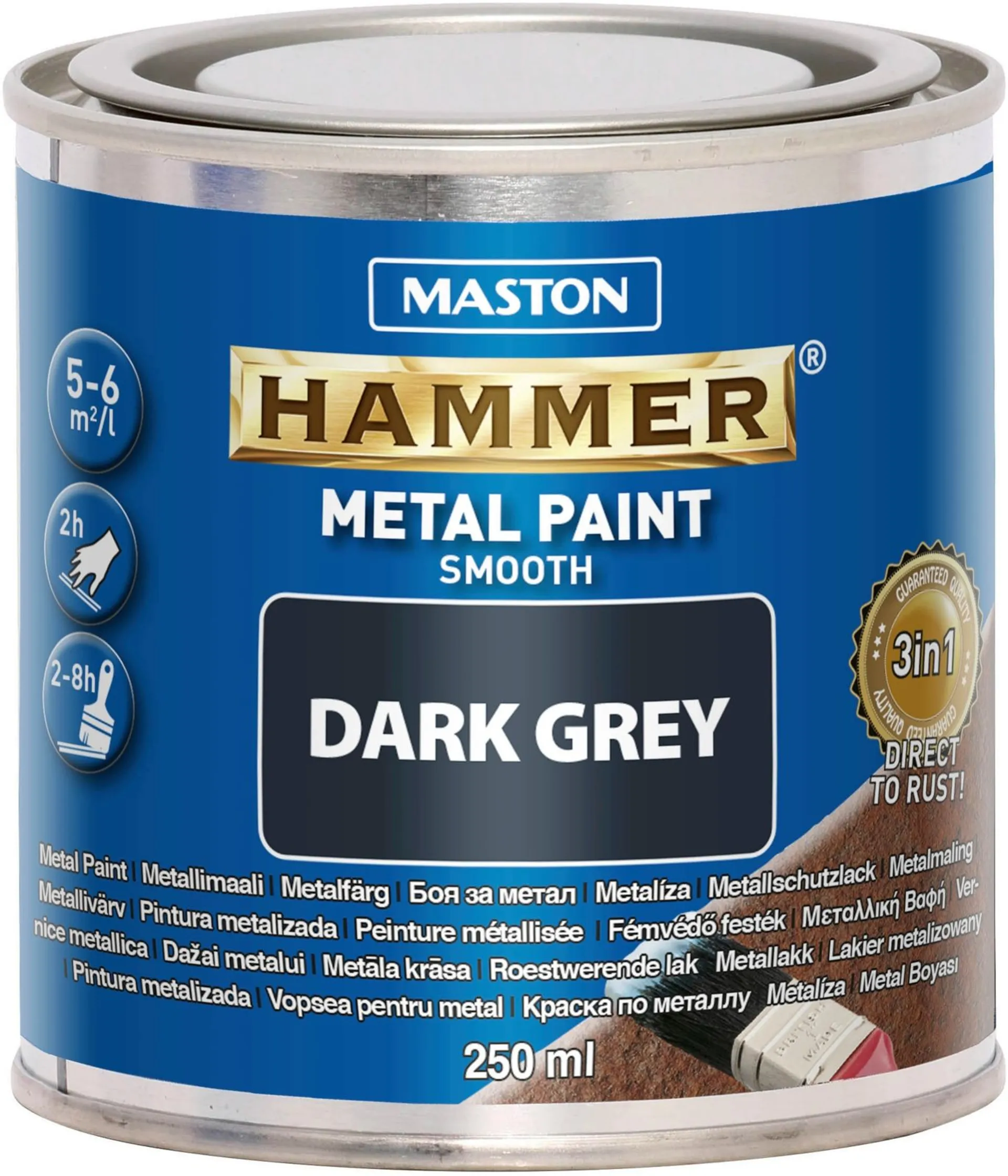 Maston metallimaali Hammer Sileä tummanharmaa 250 ml