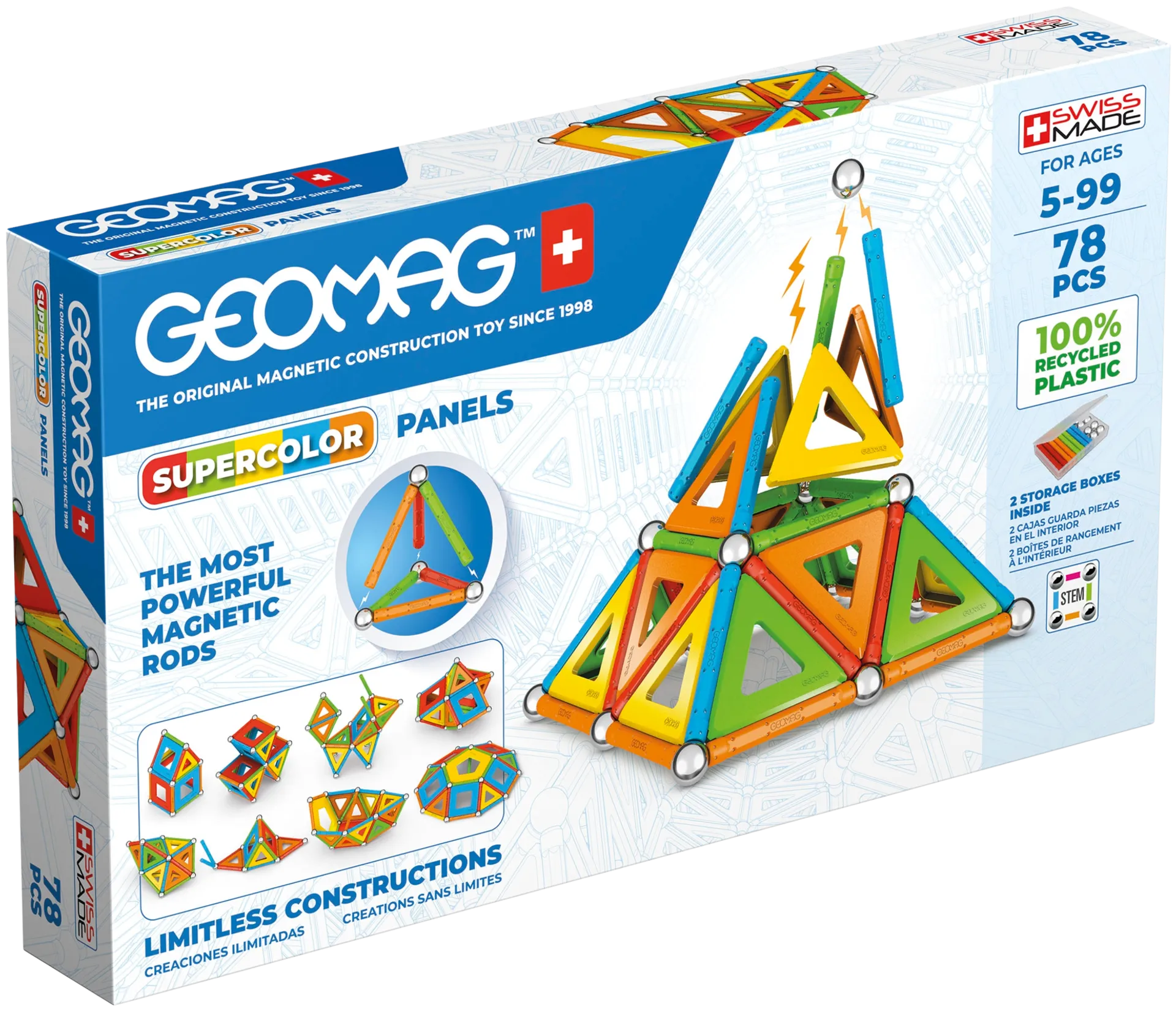 Geomag Supercolor Panels magneettinen rakennussarja 78 osaa - 1