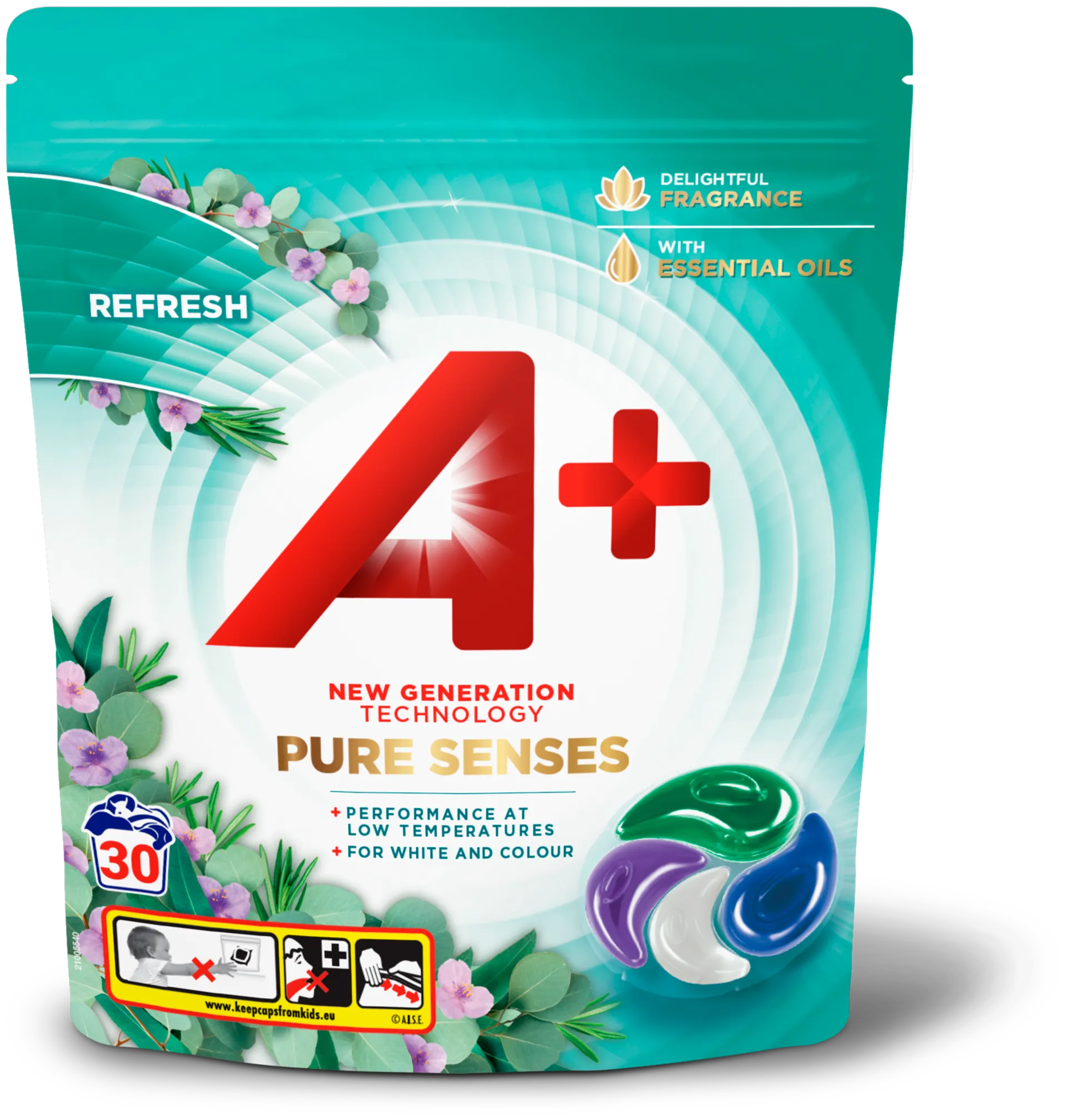 A+ Pure Senses Refresh pyykinpesukapseli 30 kpl