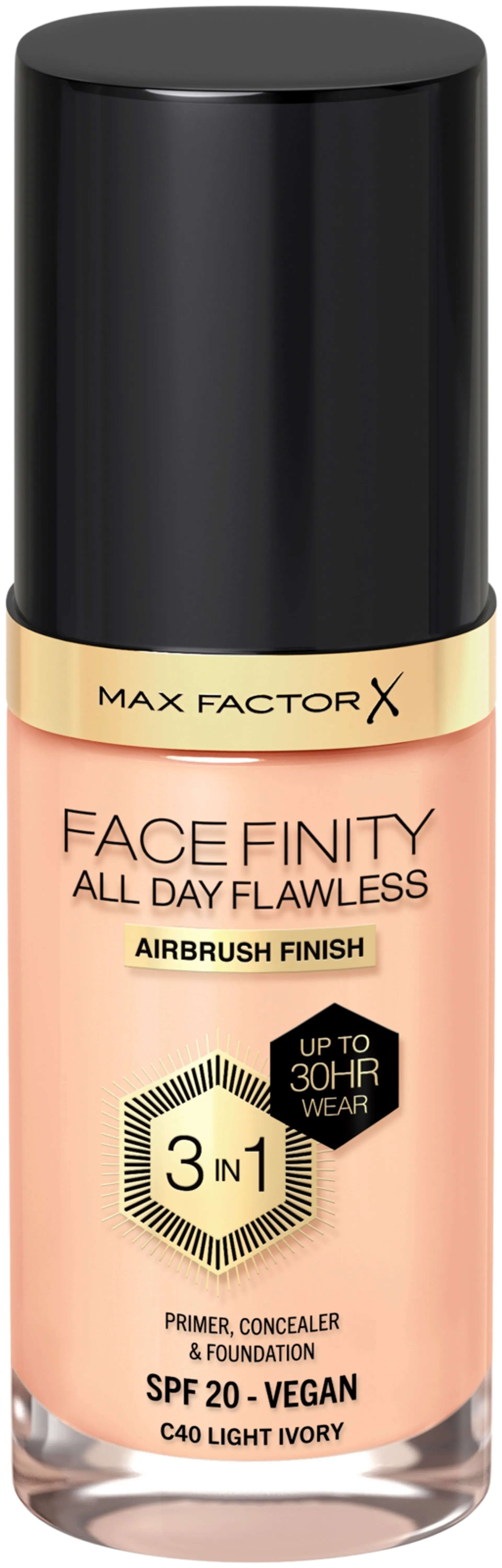 Max Factor Facefinity All Day Flawless Foundation 30 ml, 40 Light Ivory - Light ivory - 1