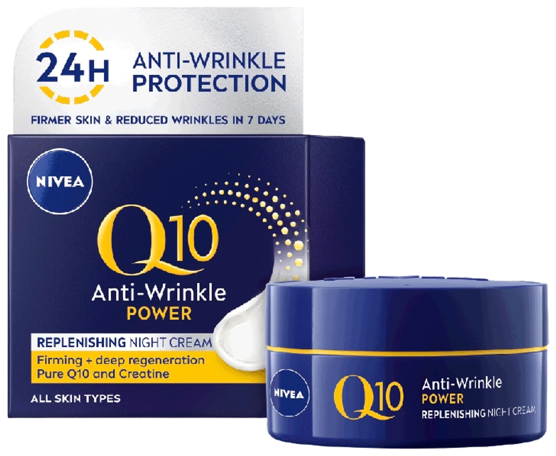 NIVEA 50ml Q10 Power Anti-Wrinkle Replenishing Night Cream -yövoide - 2