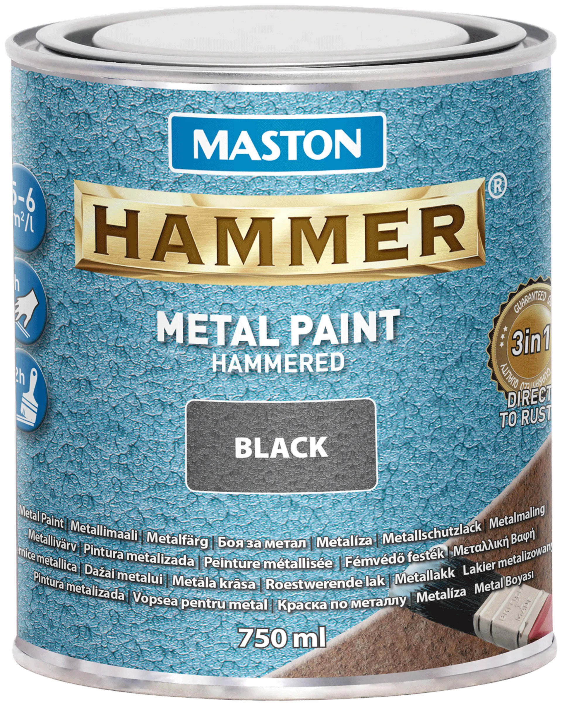 Maston metallimaali Hammer Vasaralakka musta 750 ml - 1