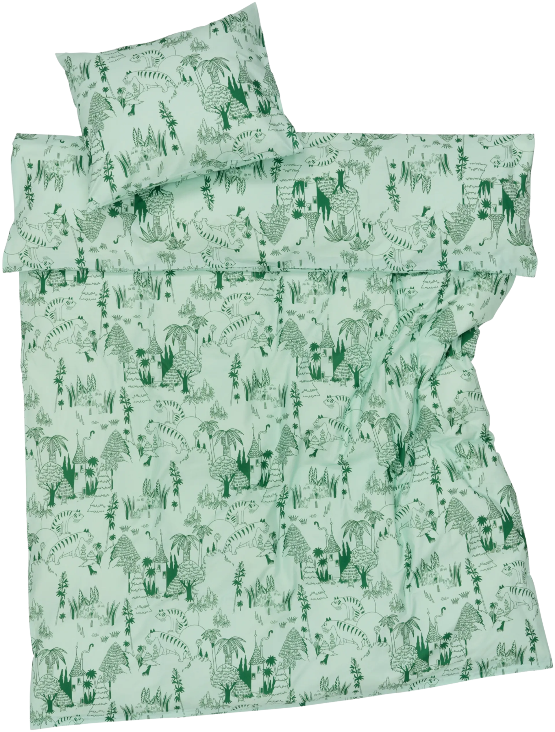Moomin Arabia pussilakanasetti Puutarhajuhlat 150x210+50x60 cm vihreä - 1
