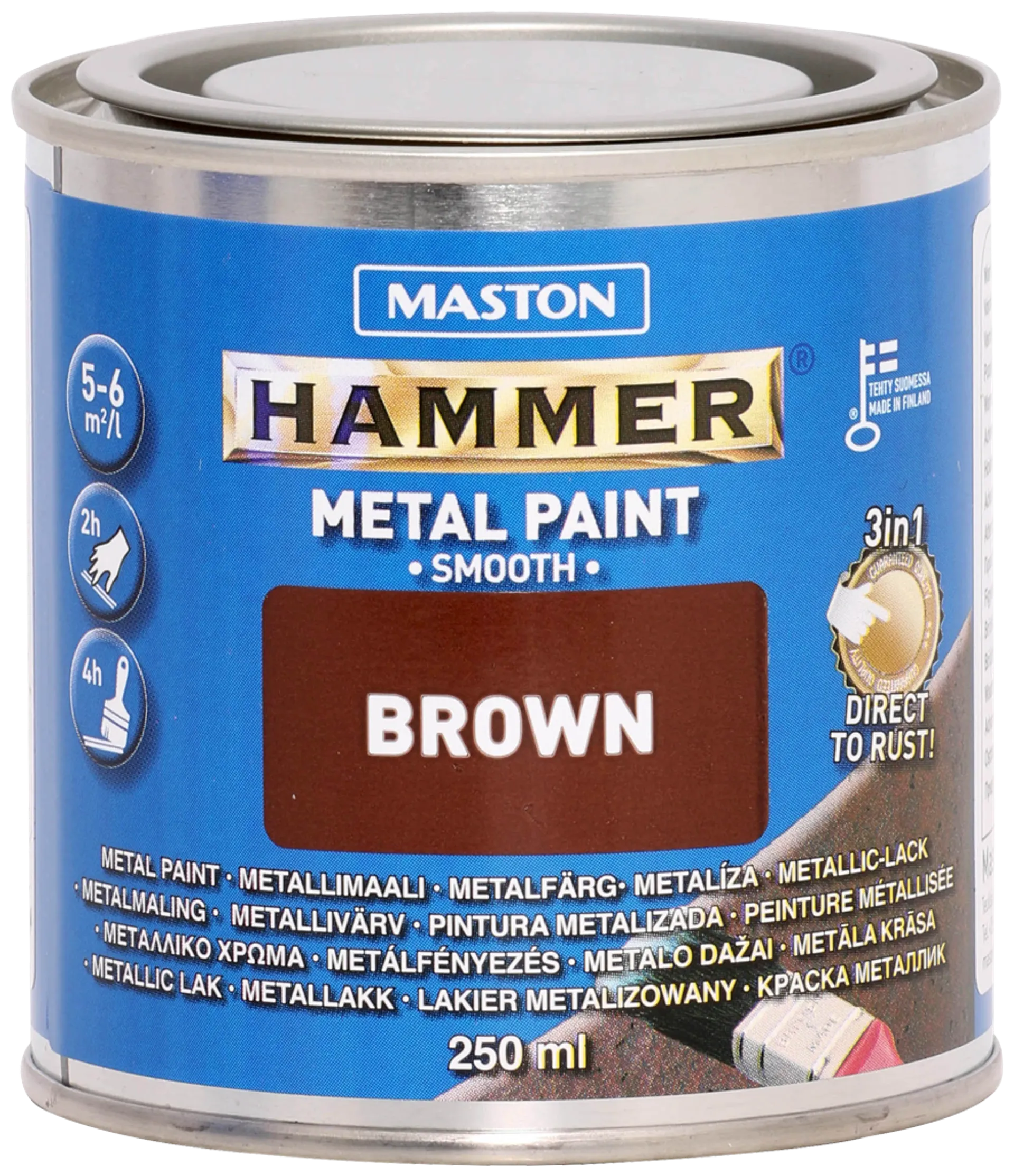 Maston metallimaali Hammer Sileä ruskea 250 ml - 1