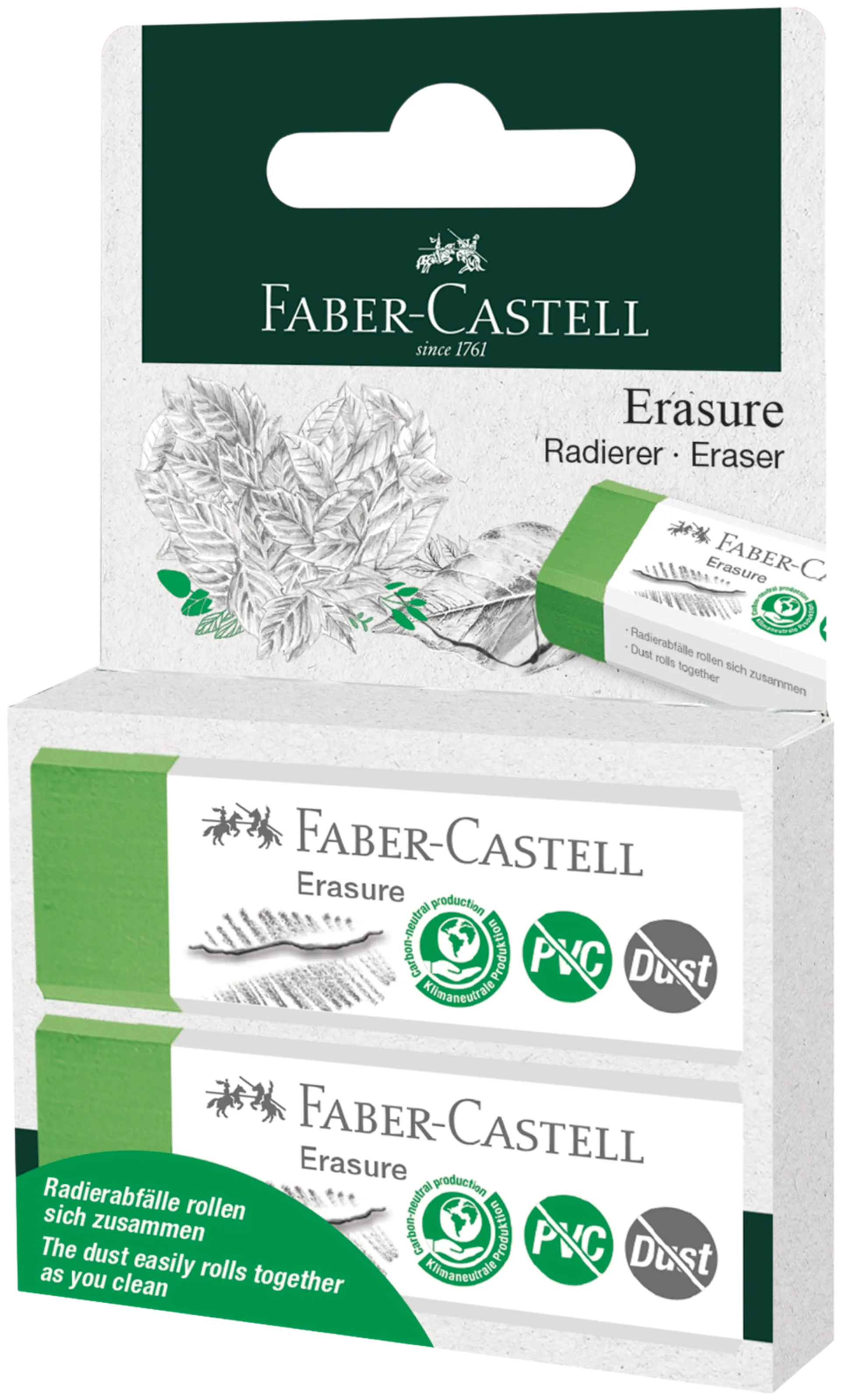 Faber-Castell Erasure pyyhekumi PVC-vapaa & roskaamaton 2kpl/pakkaus