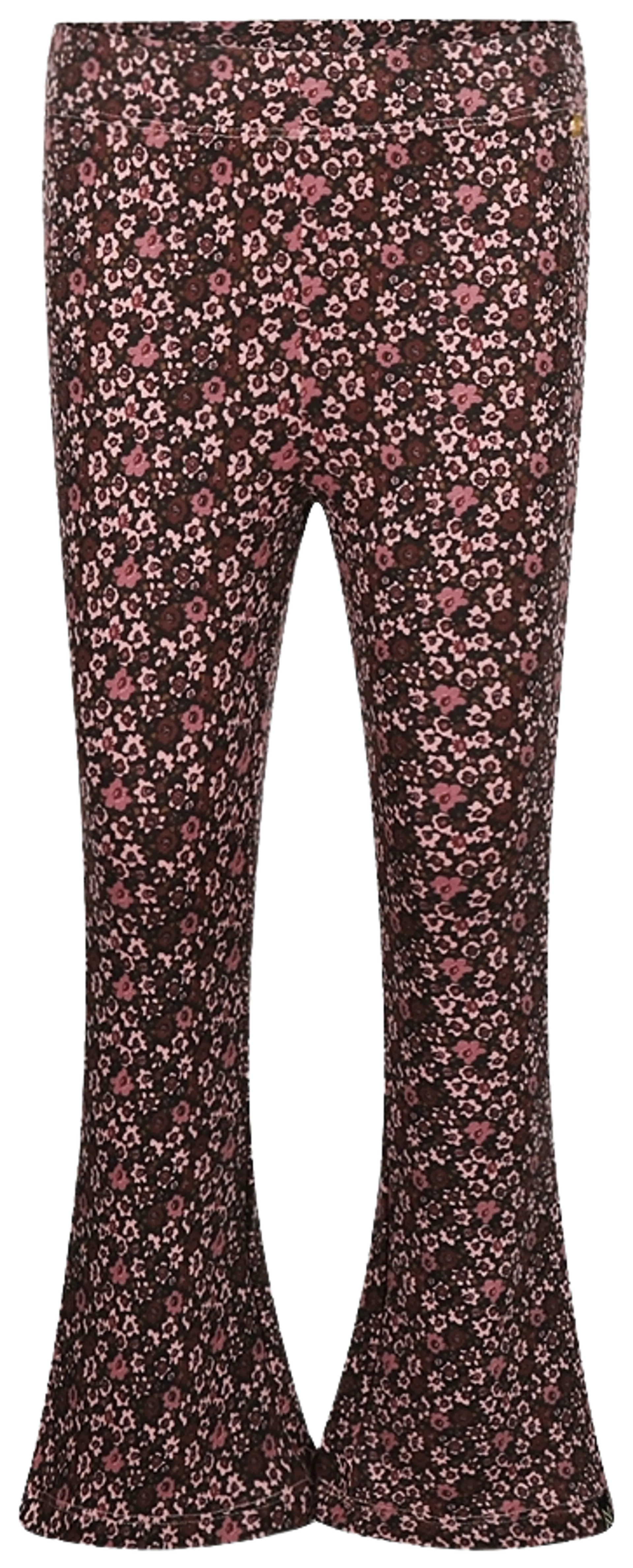 KokoNoko lasten leveälahkeiset kukalliset collegeleggingsit Q52983 - Dusty Pink - 1