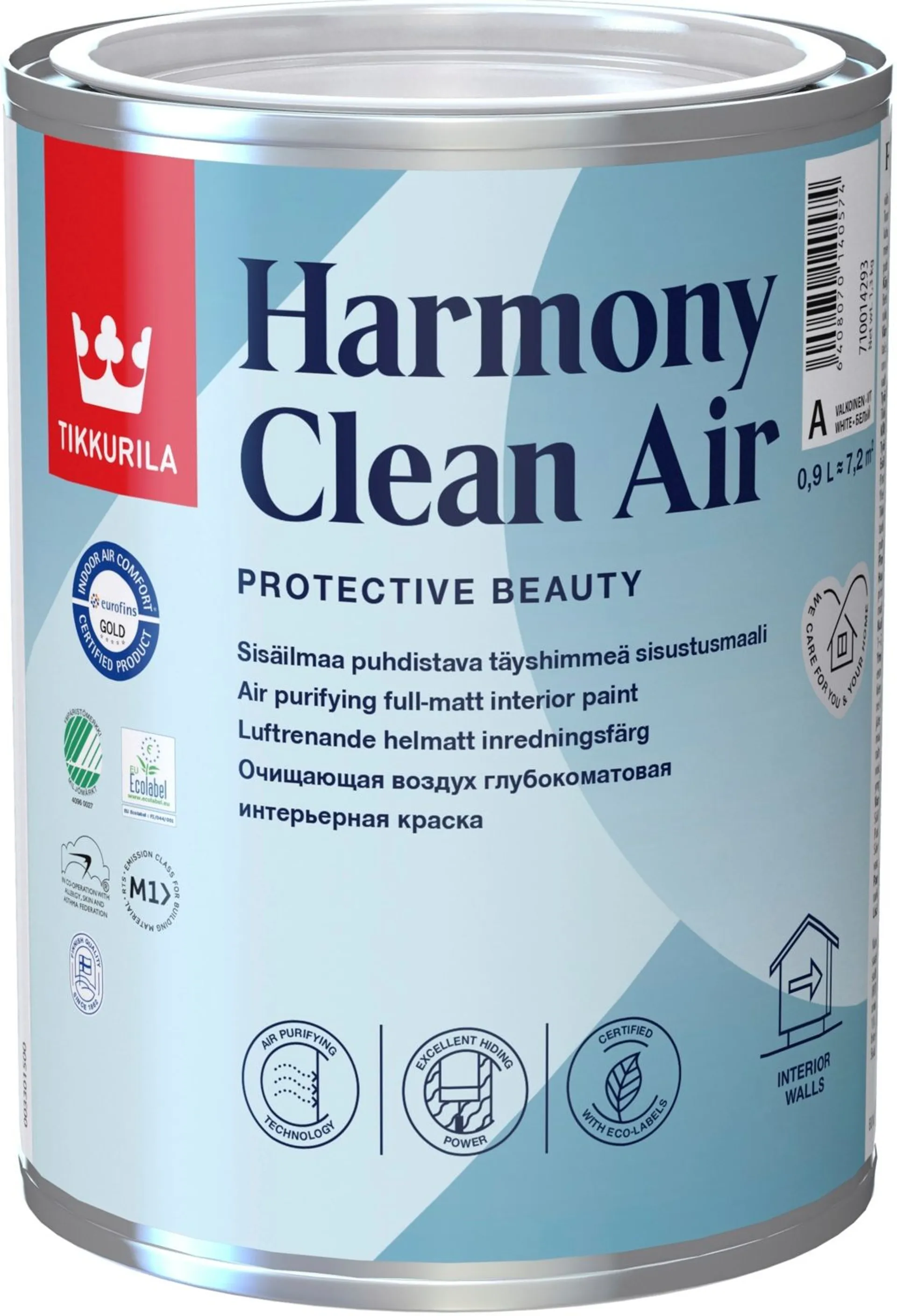 Tikkurila sisustusmaali Harmony Clean Air 0,9 l A valkoinen sävytettävissä täyshimmeä