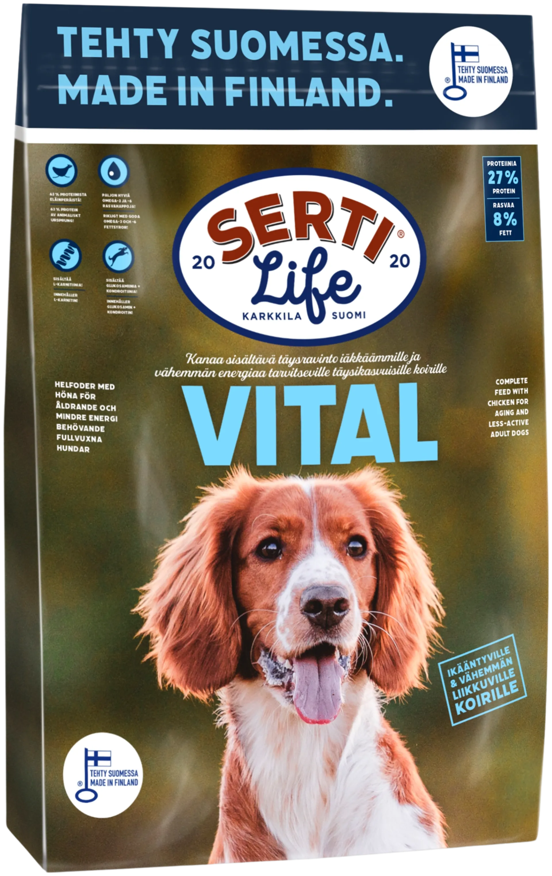 KOTIMAINEN SertiLife Vital, täysravinto iäkkäille koirille 4 kg