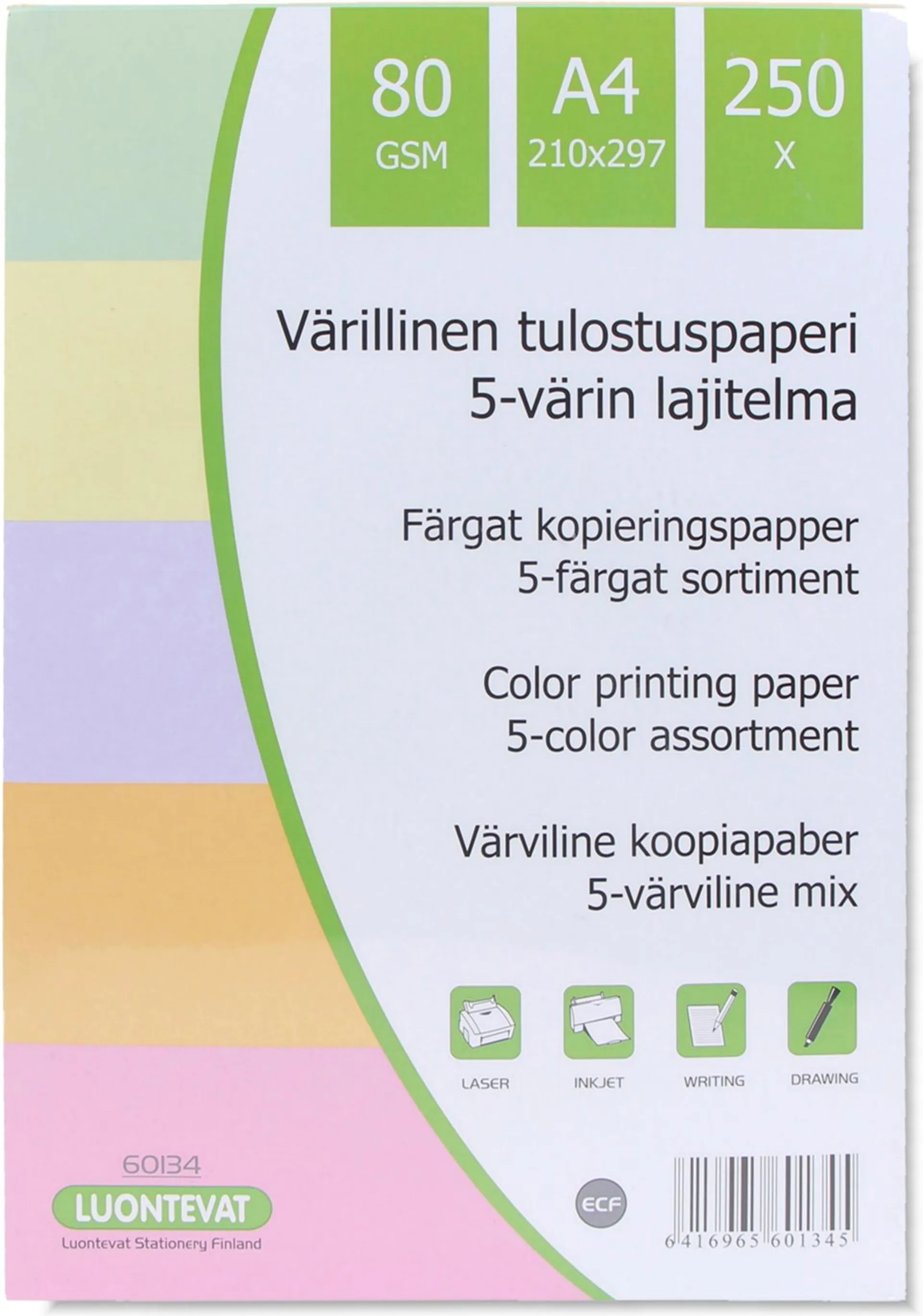 Teehoo värillinen tulostuspaperi A4 250kpl 5 väriä - 1