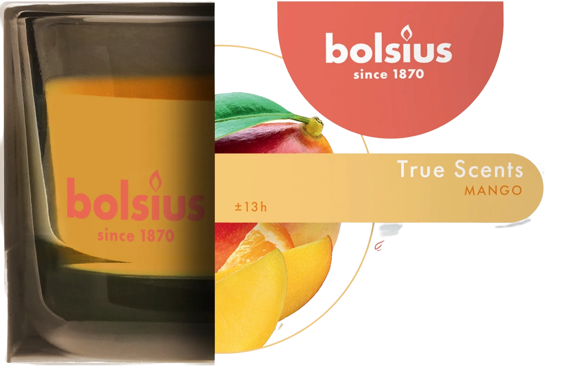 Bolsius True Scents – tuoksukynttilä lasissa – Mango – oranssi – pieni - 2