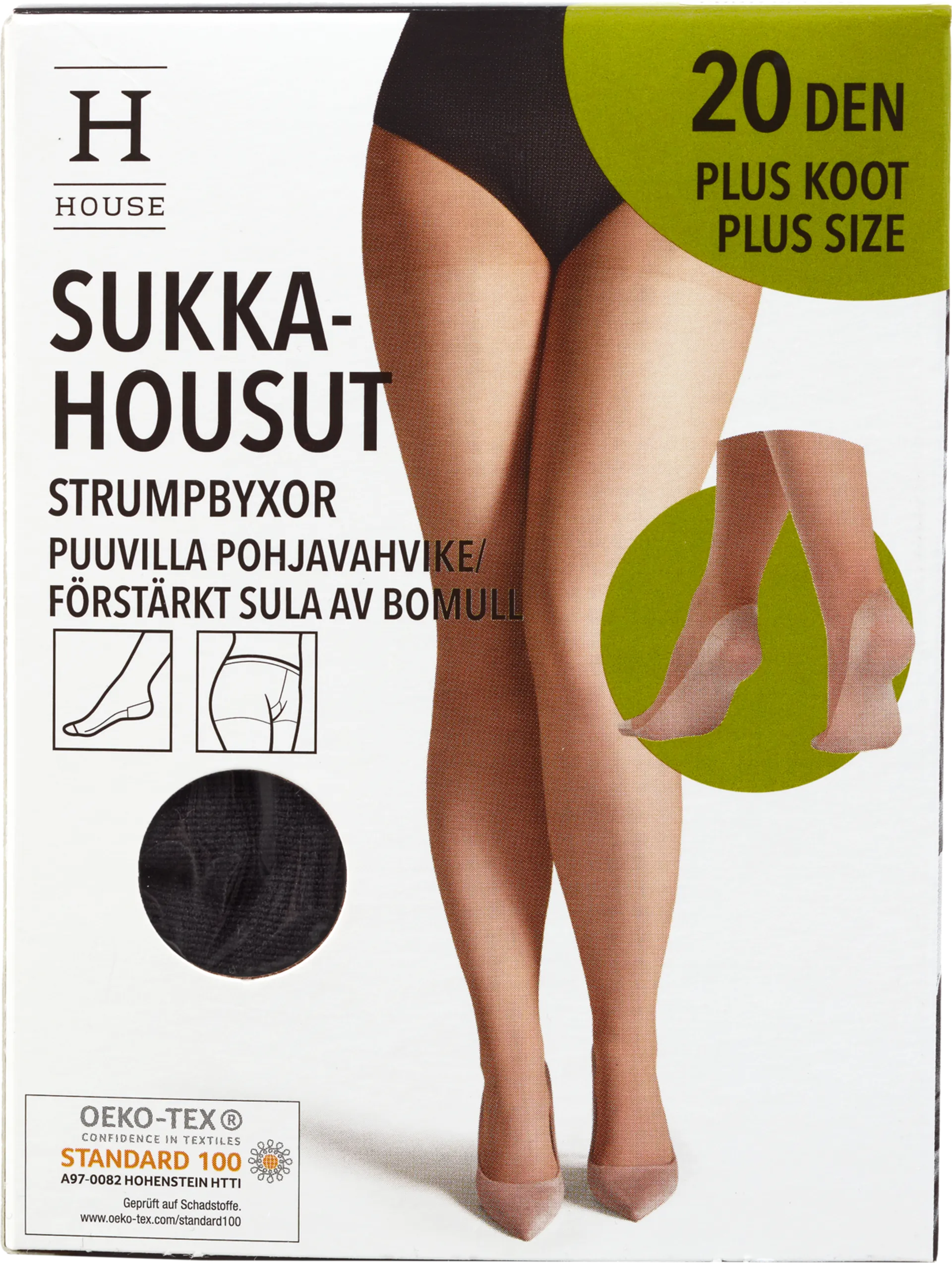 House naisten sukkahousut 20den plus puuvillapohjavahvike AT4890 - BLACK