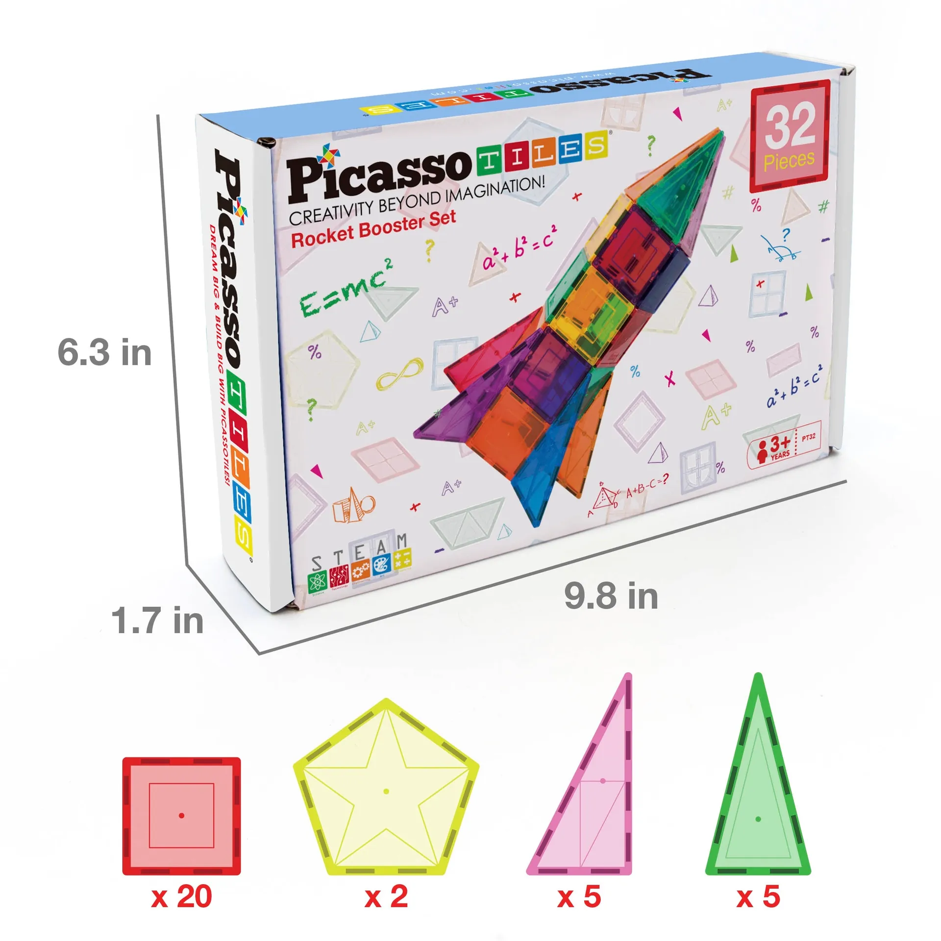 PicassoTiles magneettinen rakennussarja Rocket Booster 32 osaa - 3