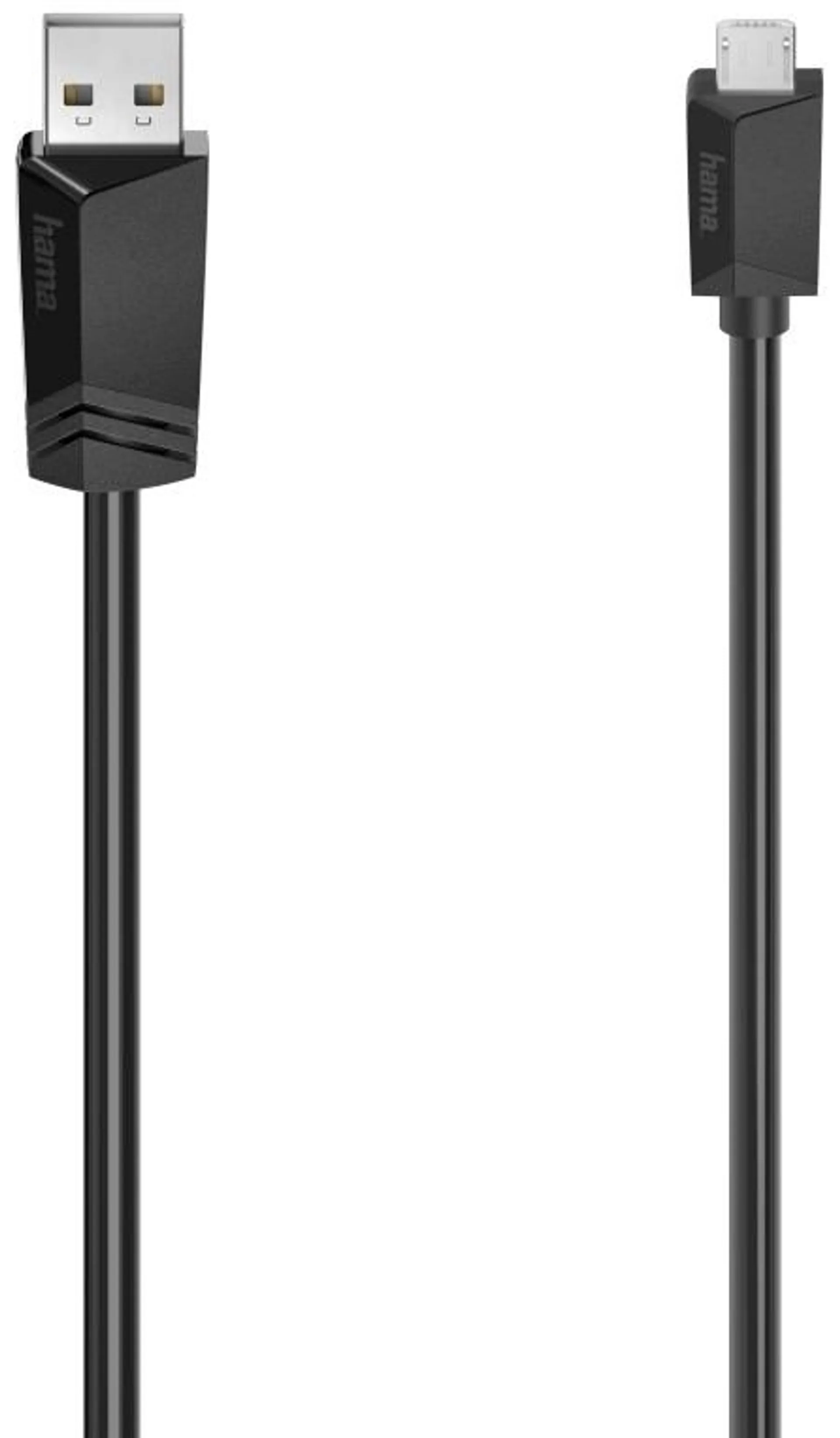 Hama USB-kaapeli, USB-A uros - Micro-USB uros, USB 2.0, 480 Mbit/s, 0,75 m - 1