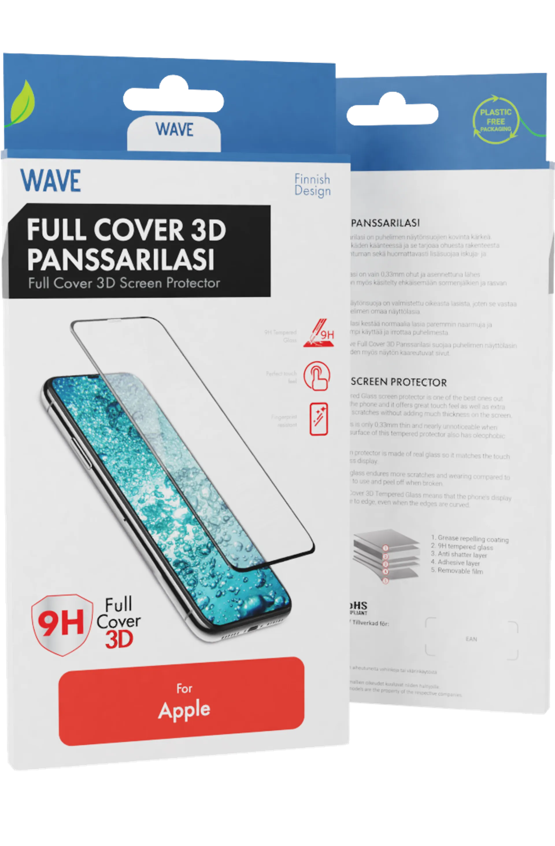 Wave Full Cover 3D Panssarilasi, Apple iPhone 11 Pro Max / XS Max, Musta Kehys