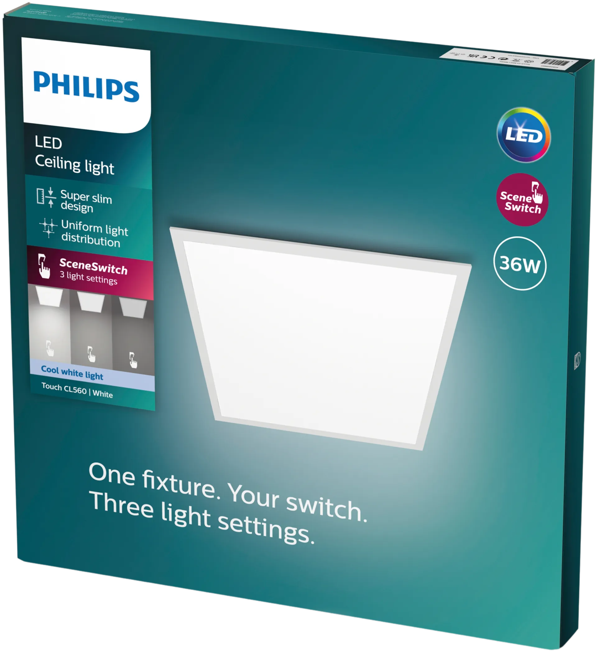 Philips Touch CL560 paneelivalaisin valkoinen SceneSwitch 36W 40K - 2