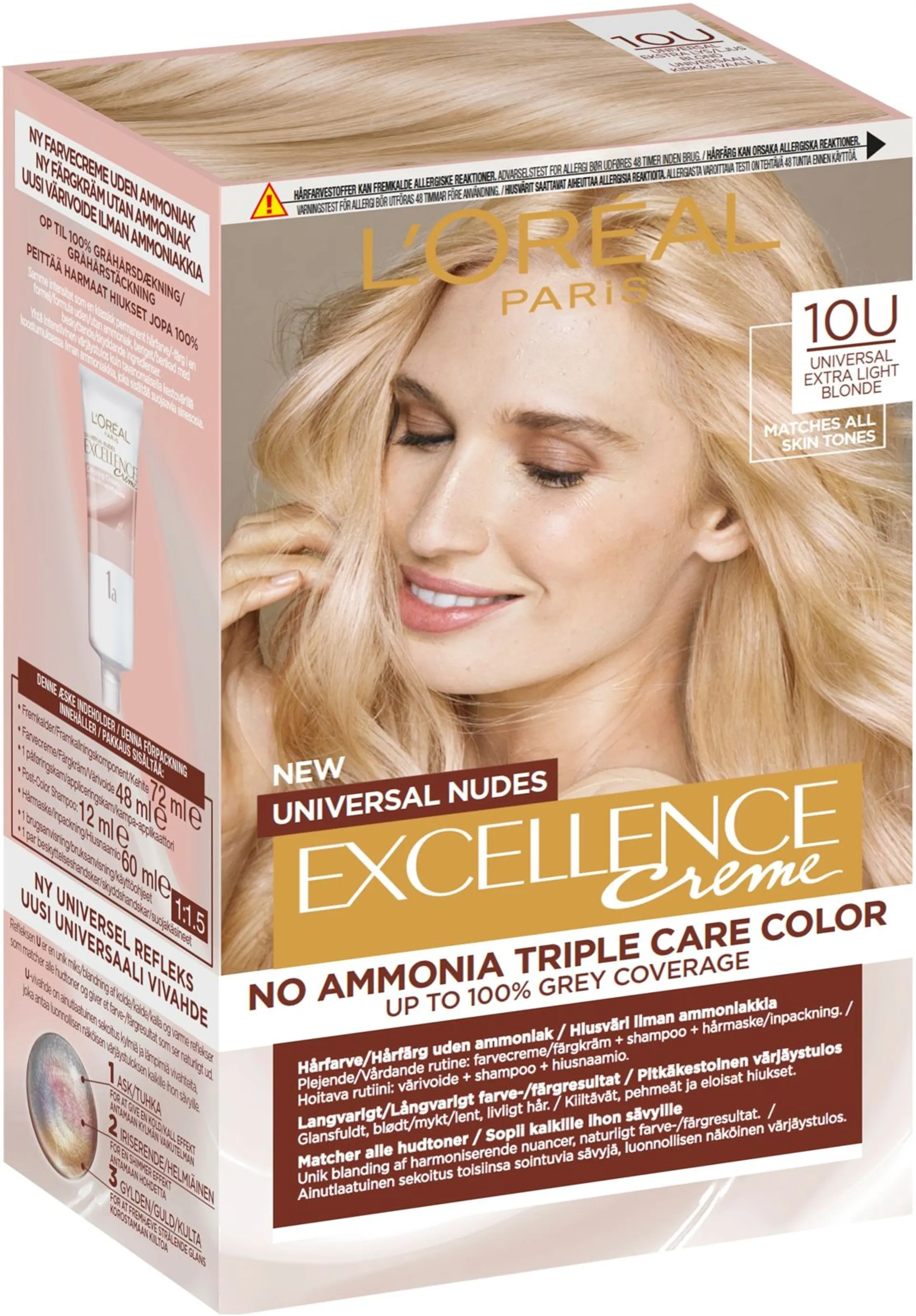 L'Oréal Paris Excellence Universal Nudes 10U Universal Lightest Blonde kestoväri ilman ammoniakkia 1kpl