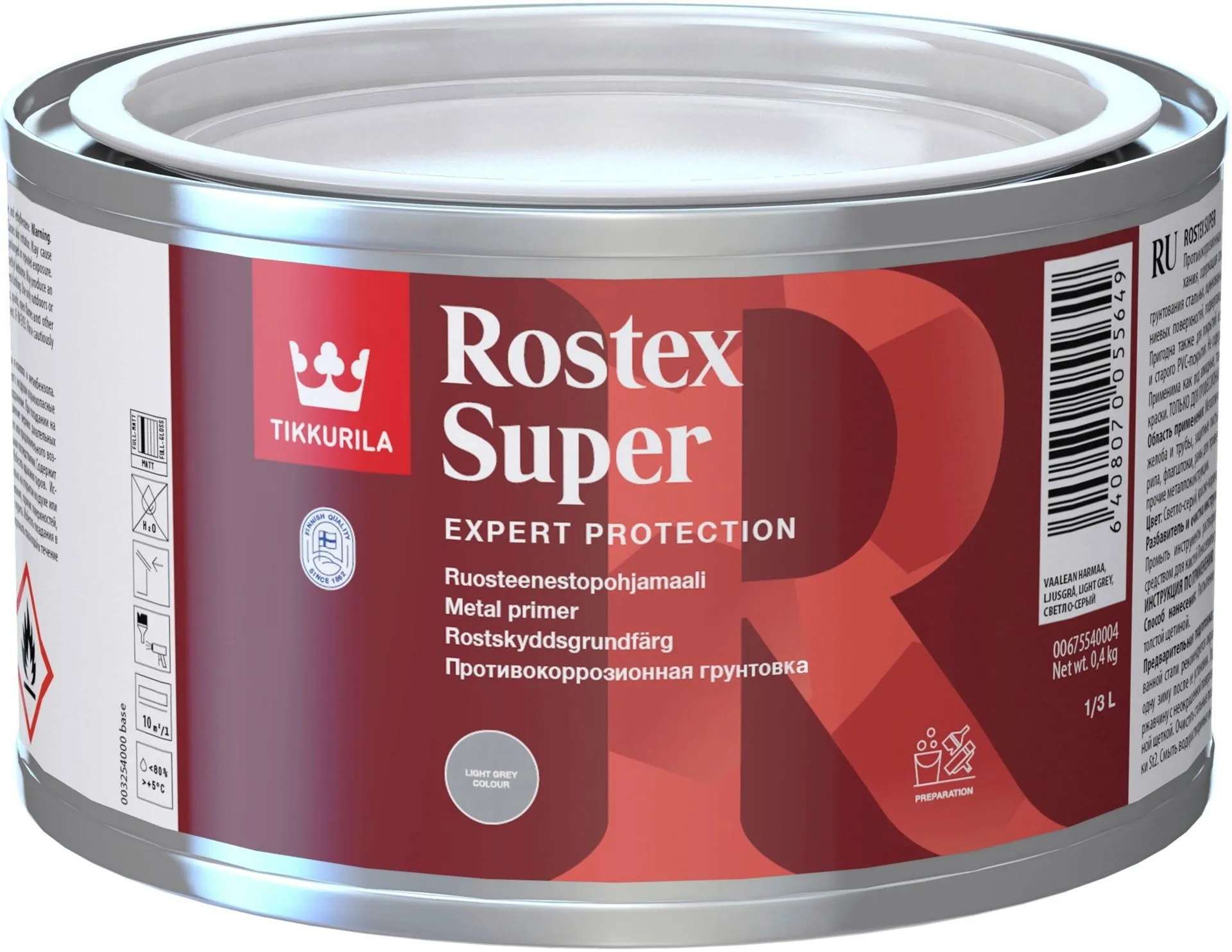 Tikkurila Rostex Super ruosteenestopohjamaali 0,3l harmaa himmeä