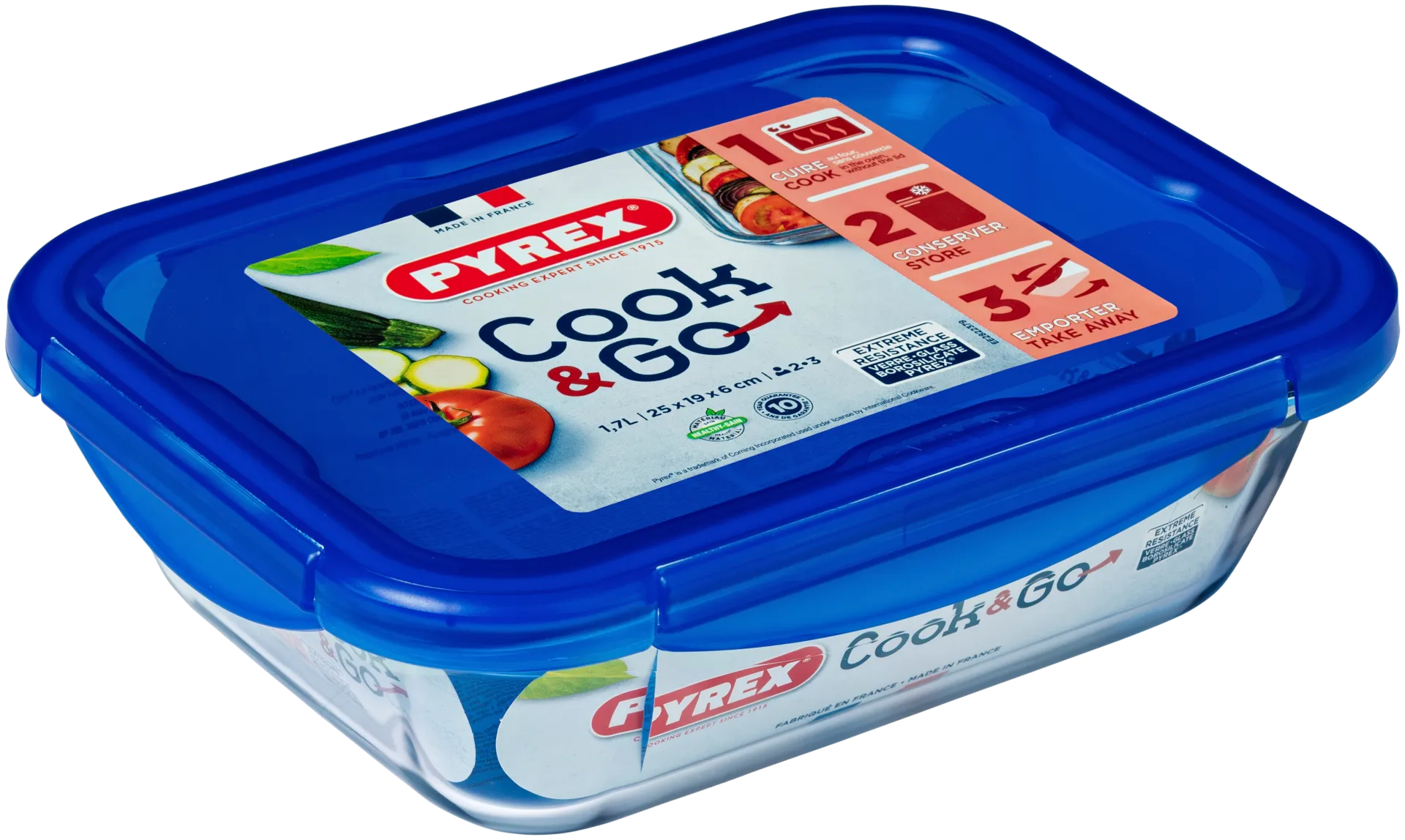 Pyrex Cook & Go lasivuoka ja kansi 1,9 l 25 x 19 cm - 1