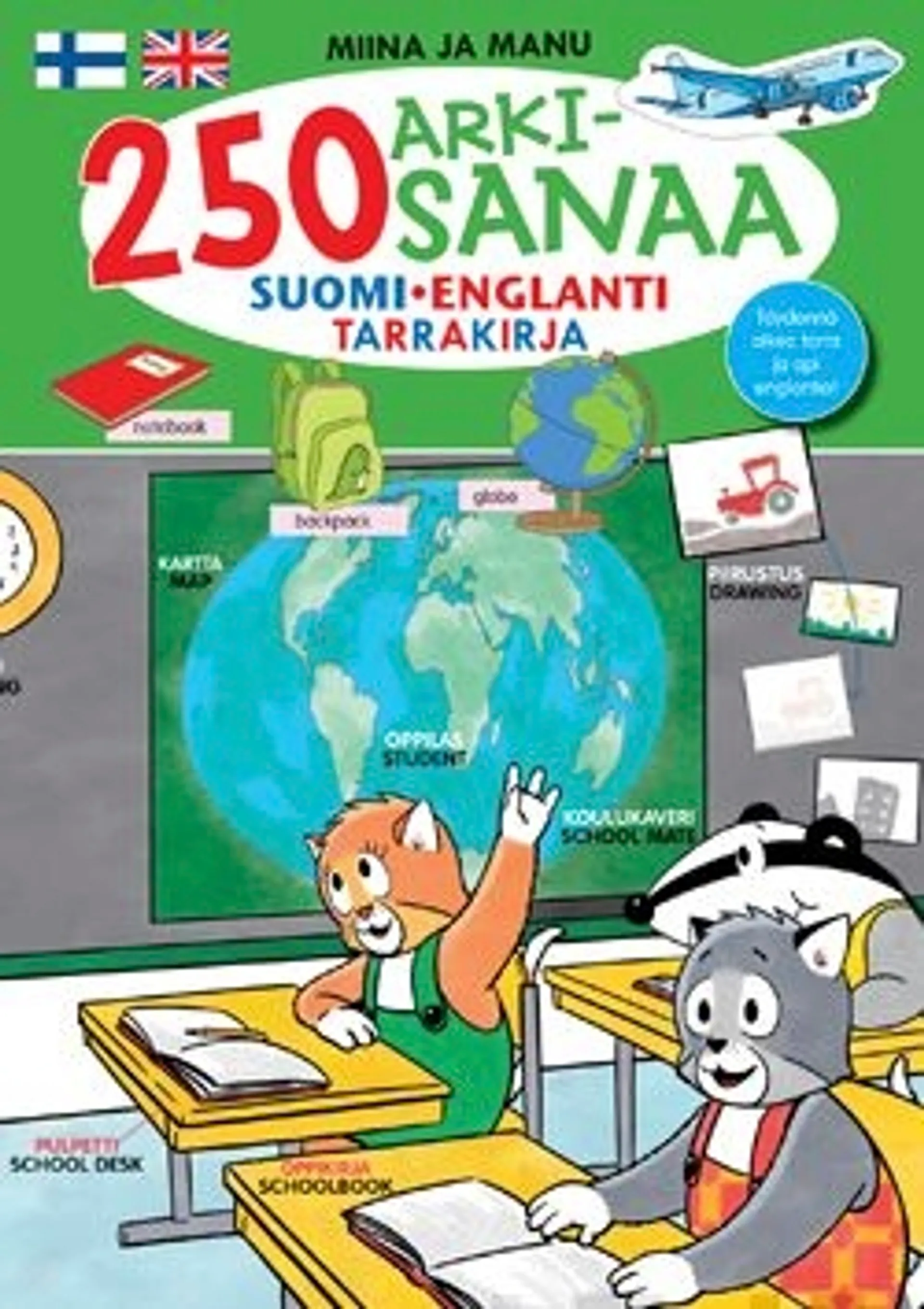 Miina ja Manu 250 arkisanaa - Suomi-englanti tarrakirja
