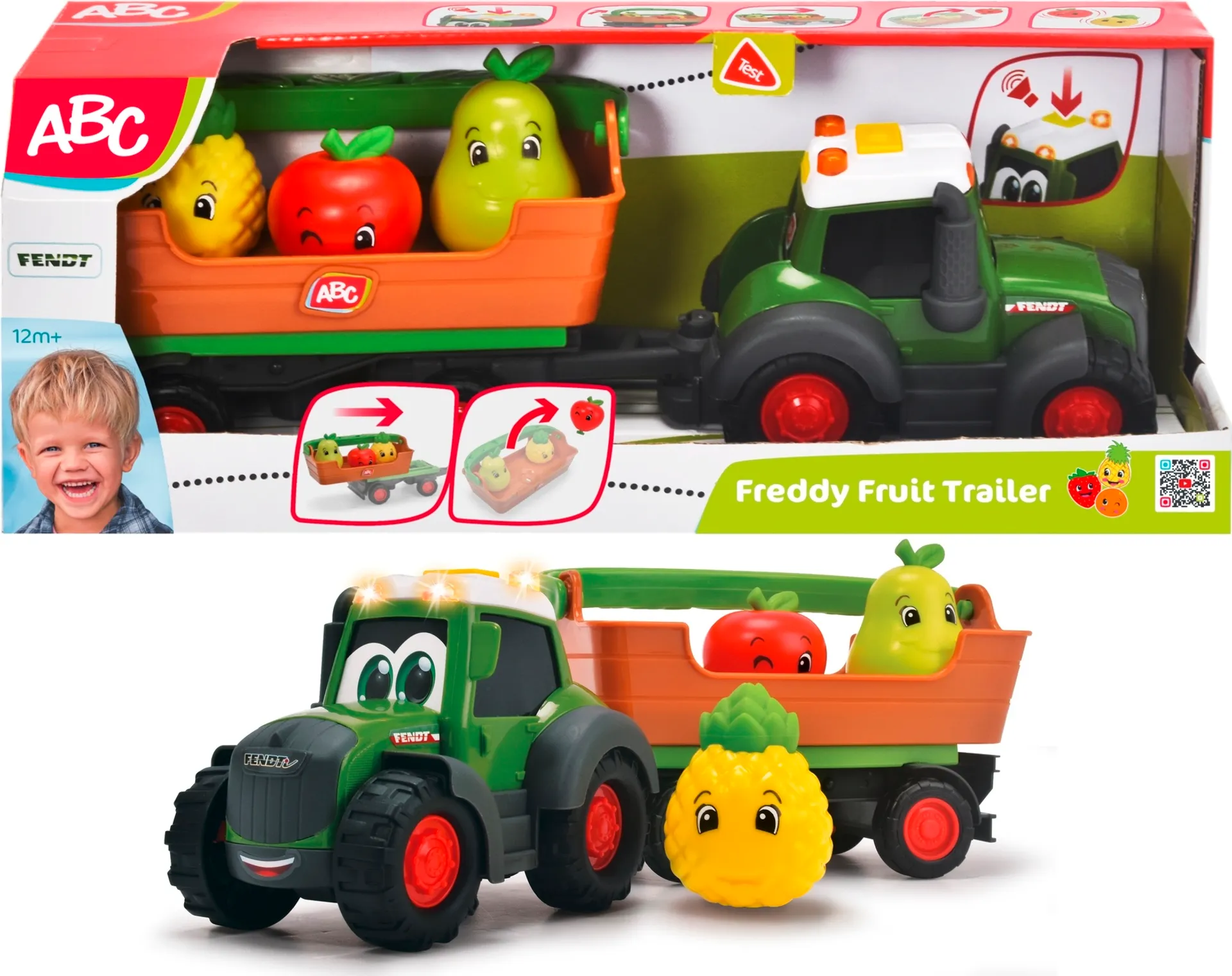 Dickie Toys ABC Freddy traktori ja hedelmät peräkärryssä, 30 cm - 1