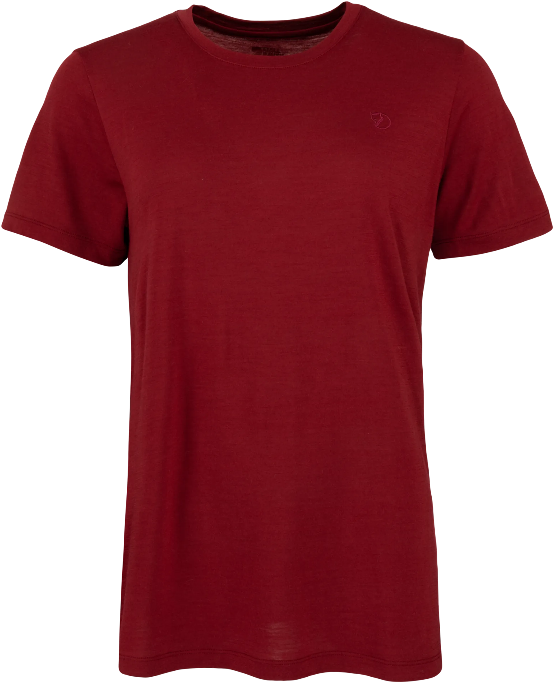 Fjällräven naisten t-paita Abisko Wool Logo SS W 84101 - pomegranade red