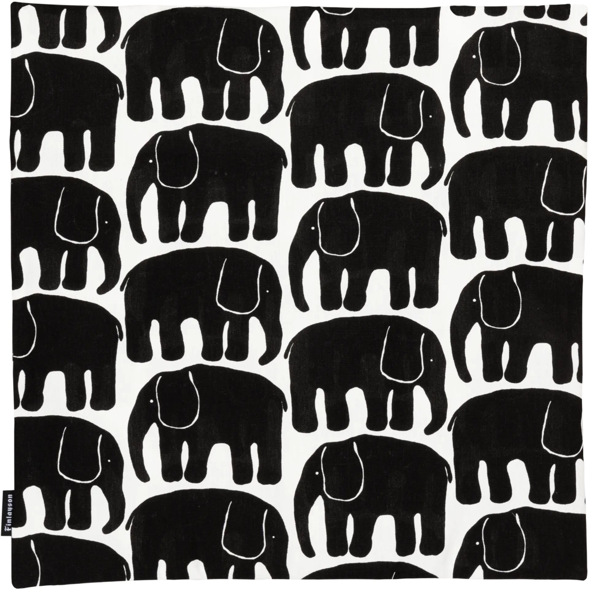 Finlayson tyynynpäällinen Elefantti 50 x 50 cm mustavalkoinen