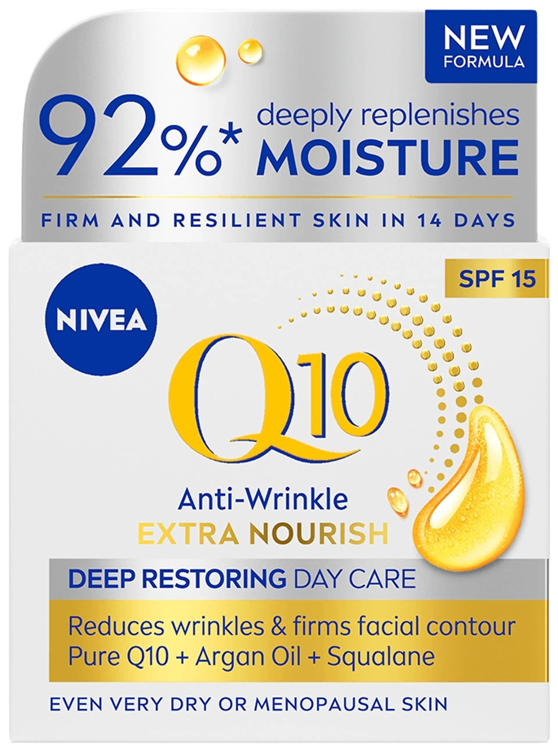 NIVEA 50ml Q10 Anti-Wrinkle Extra Nourish Deep Restoring Day Cream SK15 -päivävoide