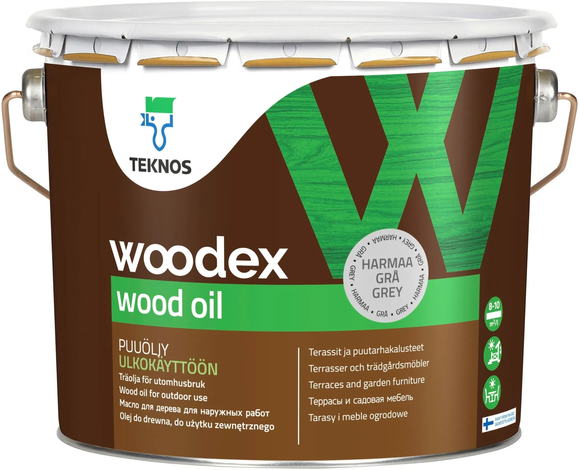 Teknos puuöljy Woodex Wood Oil  2,7 l harmaa