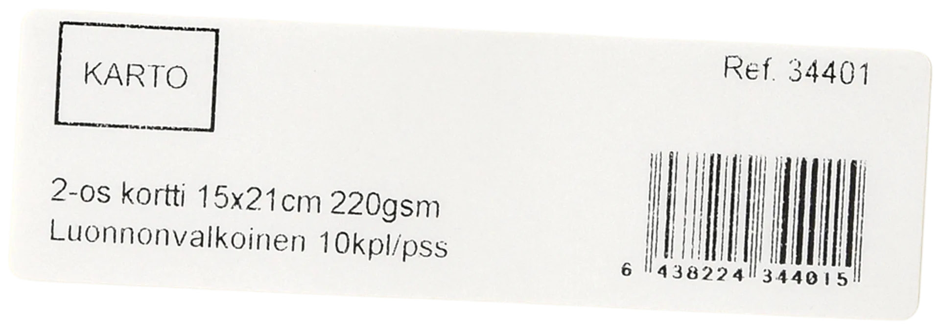 2-OS. Kortti 15X21 CM 220 GSM luonnonvalkoinen 10 KPL/PSS - 1